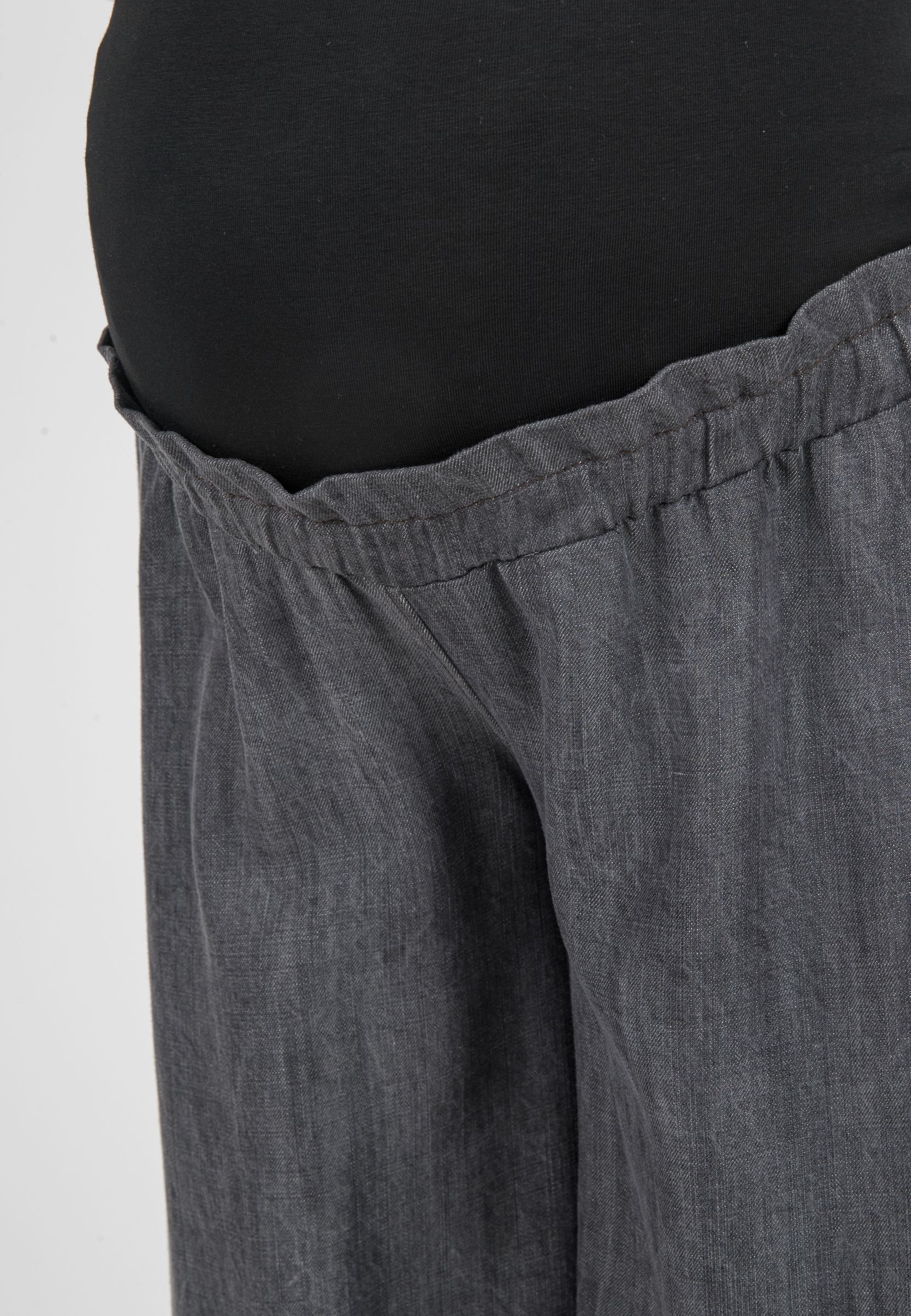 GUENDALINA J - Jeans Premaman a Palazzo con Vita Bassa In Lyocell Denim (Grigio Melange, XS)