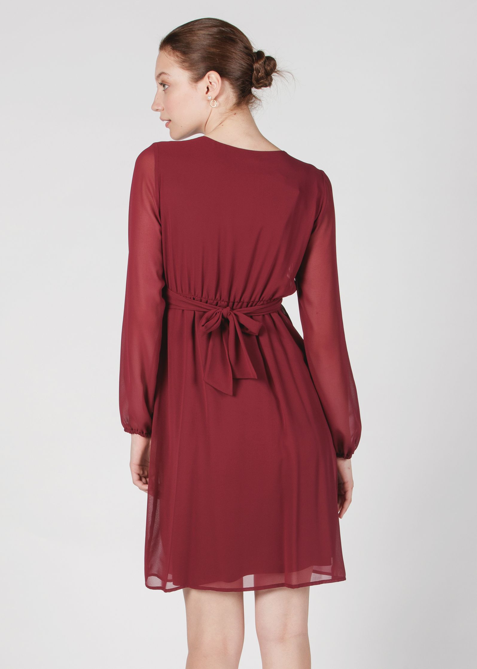 SARA - Abito Premaman & Allattamento in Chiffon (Prugna, XS)