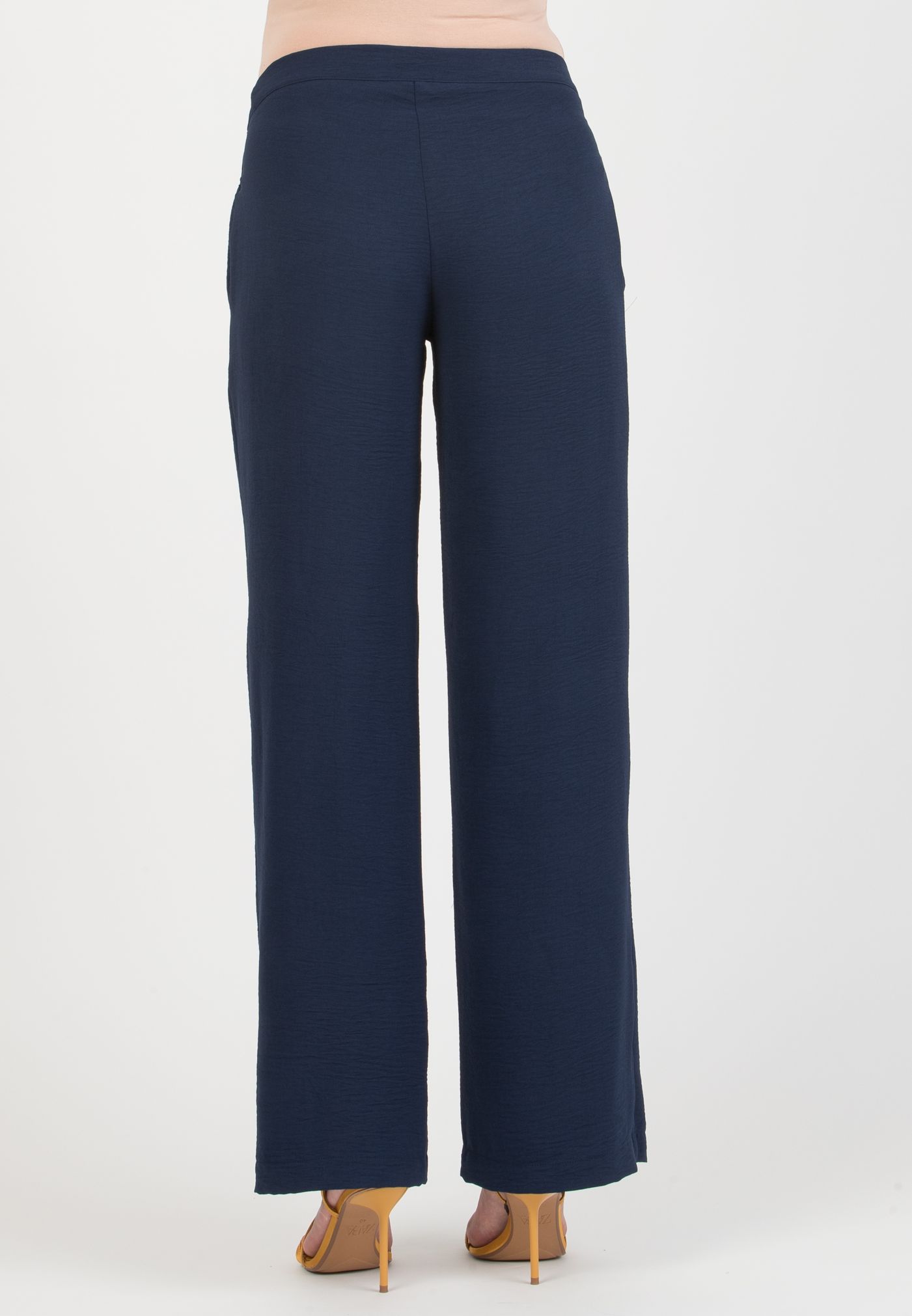 INES - Pantalone Premaman Fluido con Vita Bassa (Blu)