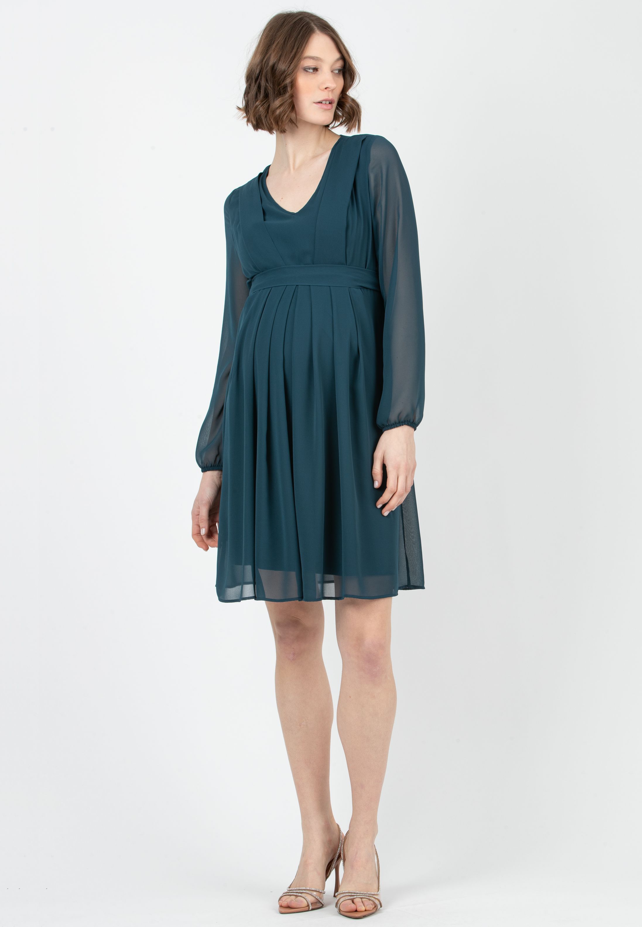 SARA - Abito Premaman & Allattamento in Chiffon (Ottanio, XS)
