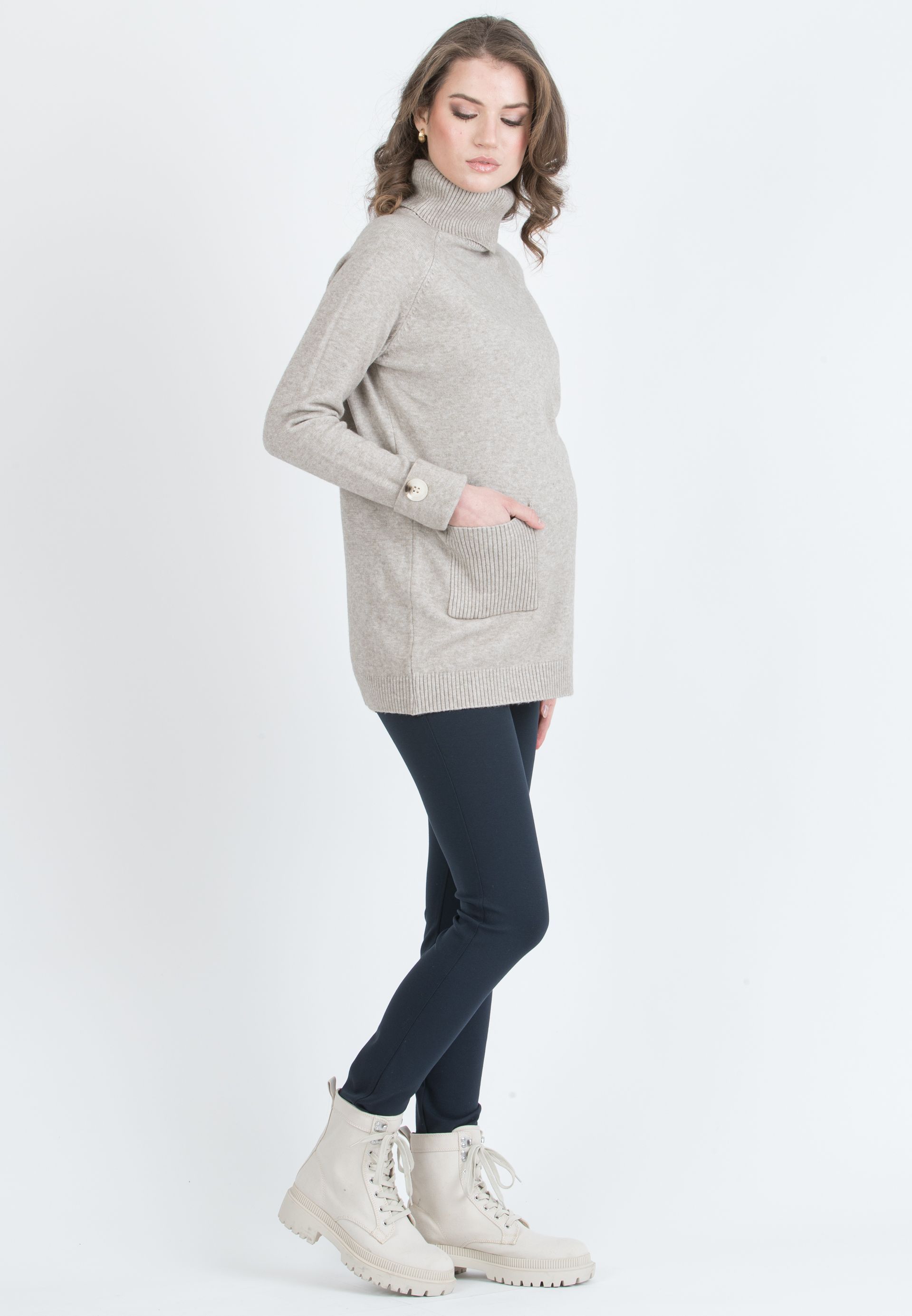 LUNA - Slim Fit Maternity Trousers in Warm Super-Stretch Ponte di Roma (Blue, XS)