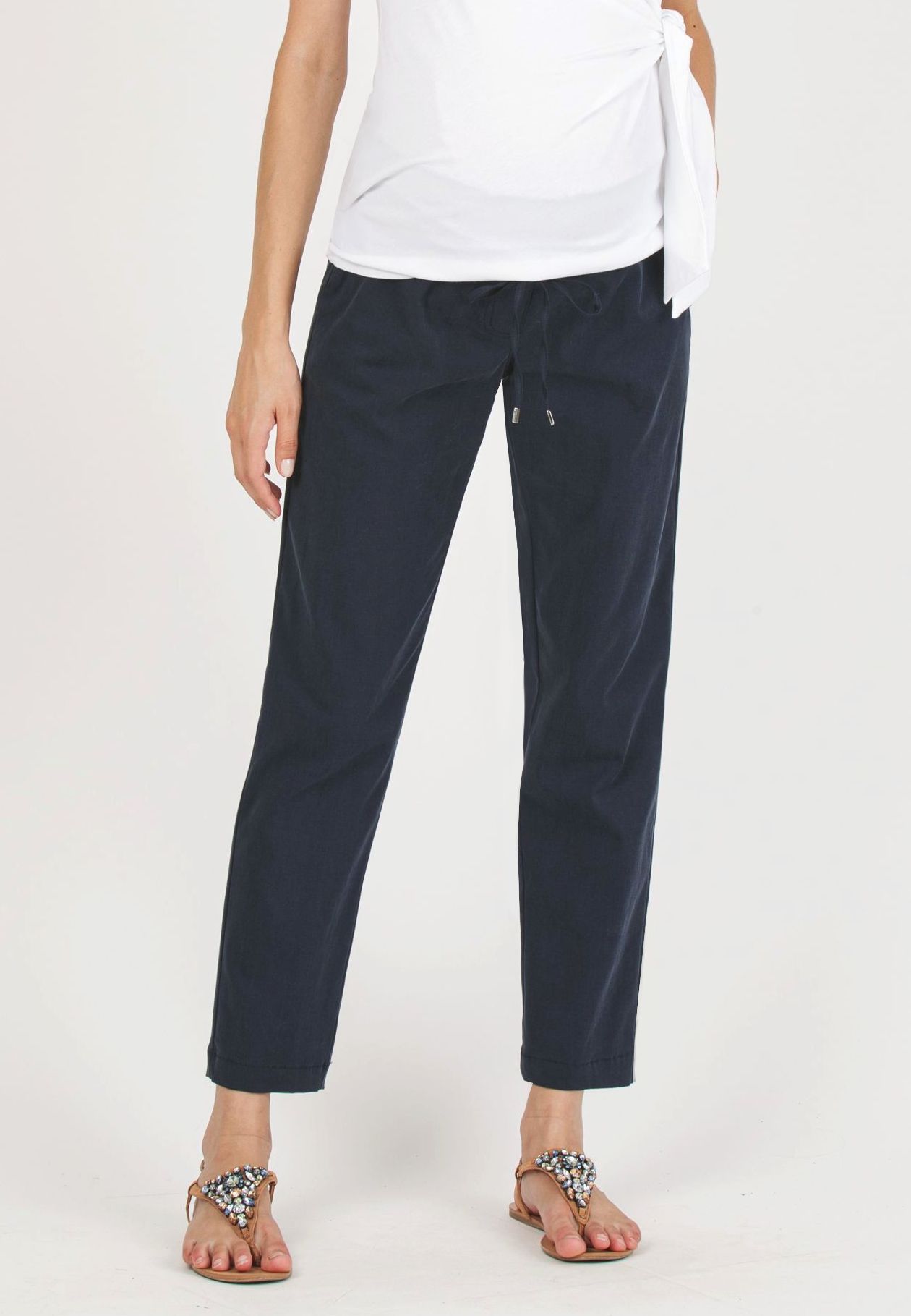 STEPH - Maternity Trousers in Soft Tencel Gabardine (Blue, XS)