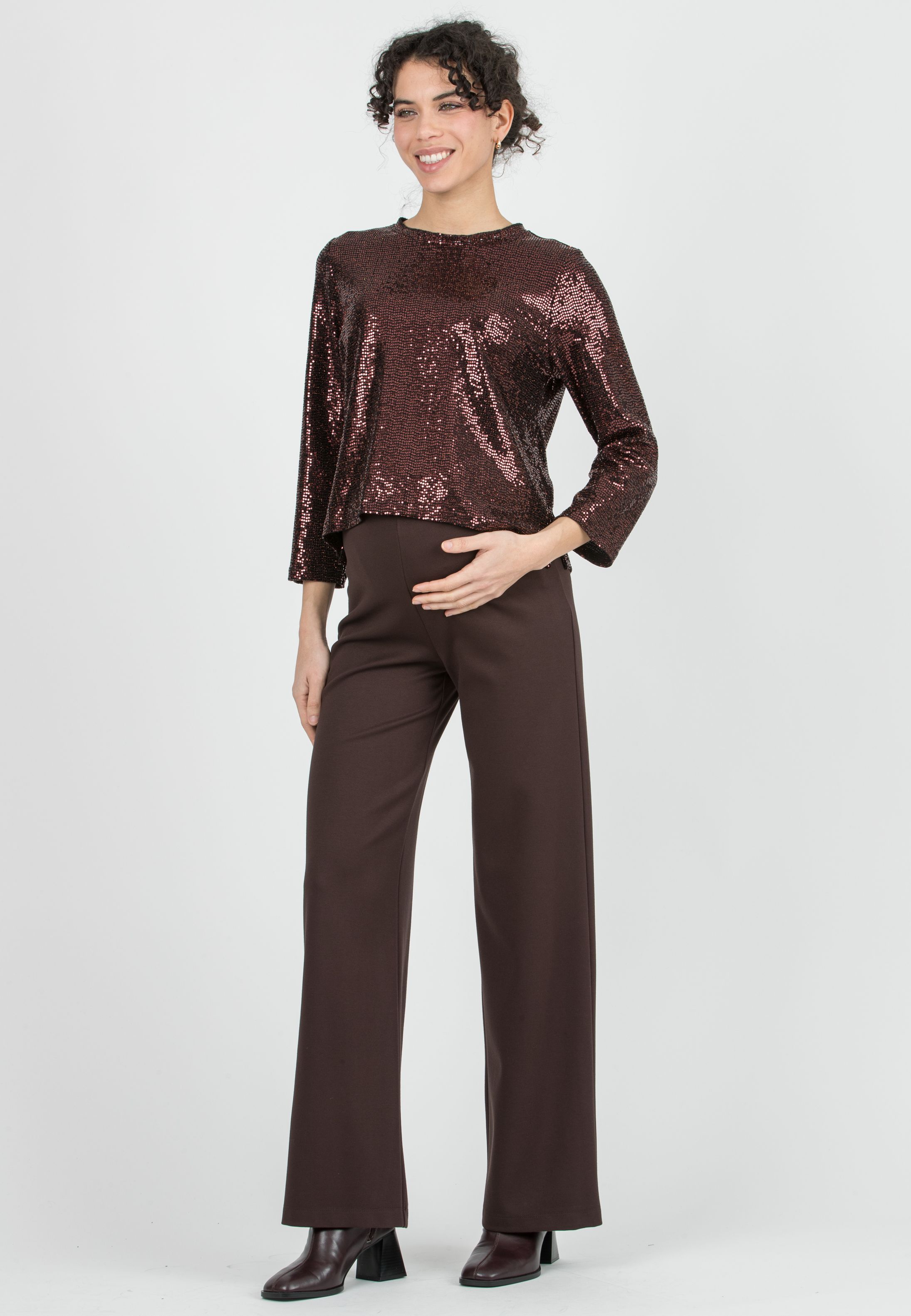 BAILEY - Maglioncino Premaman in Paillettes (Rosso Mattone)