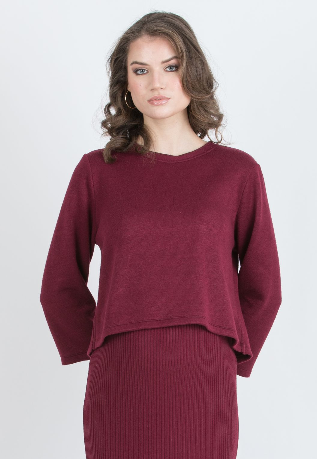 BAILEY - Maternity Sweater with Back Bow (Bordeaux)