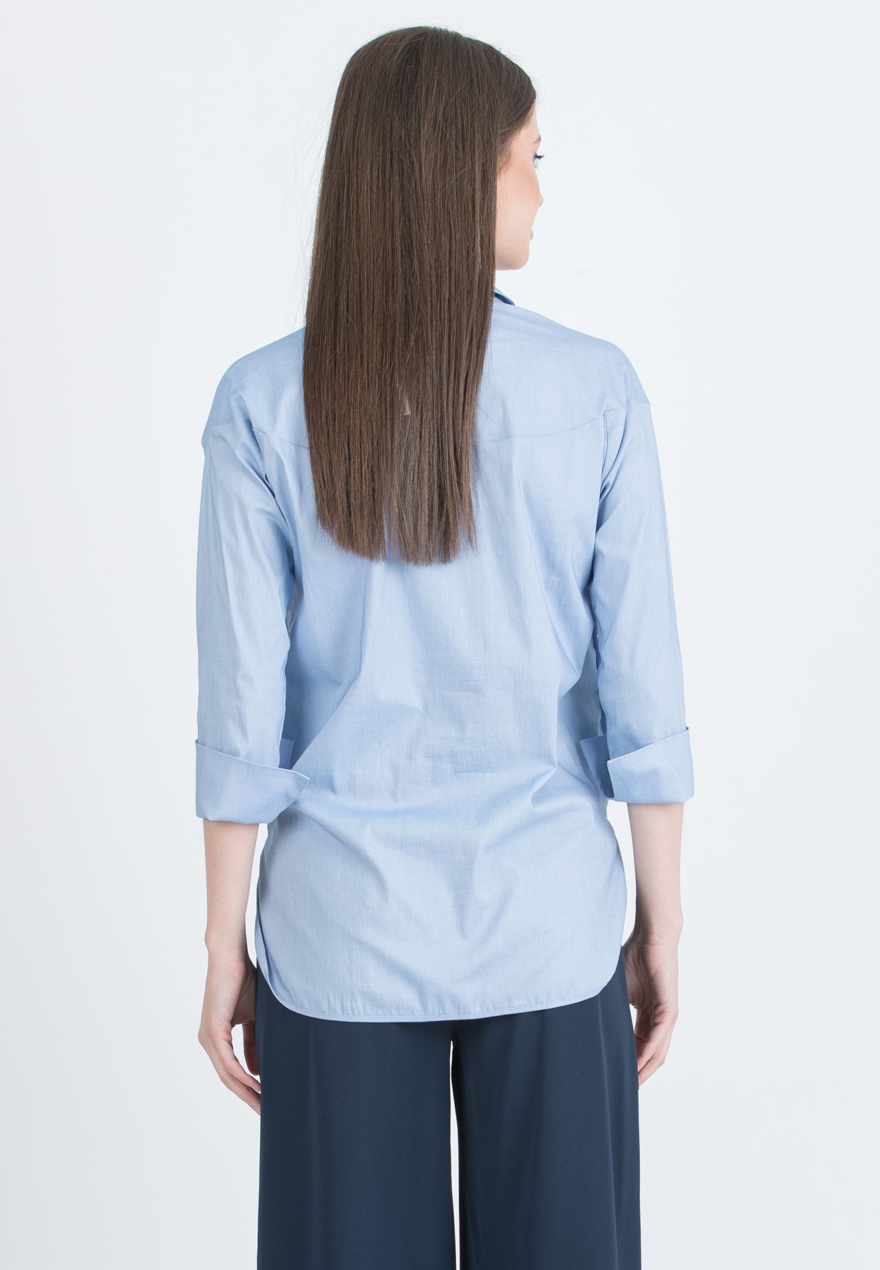 BEATRICE - Overhead Maternity & Nursing Shirt with Round Hems (Azzurro)