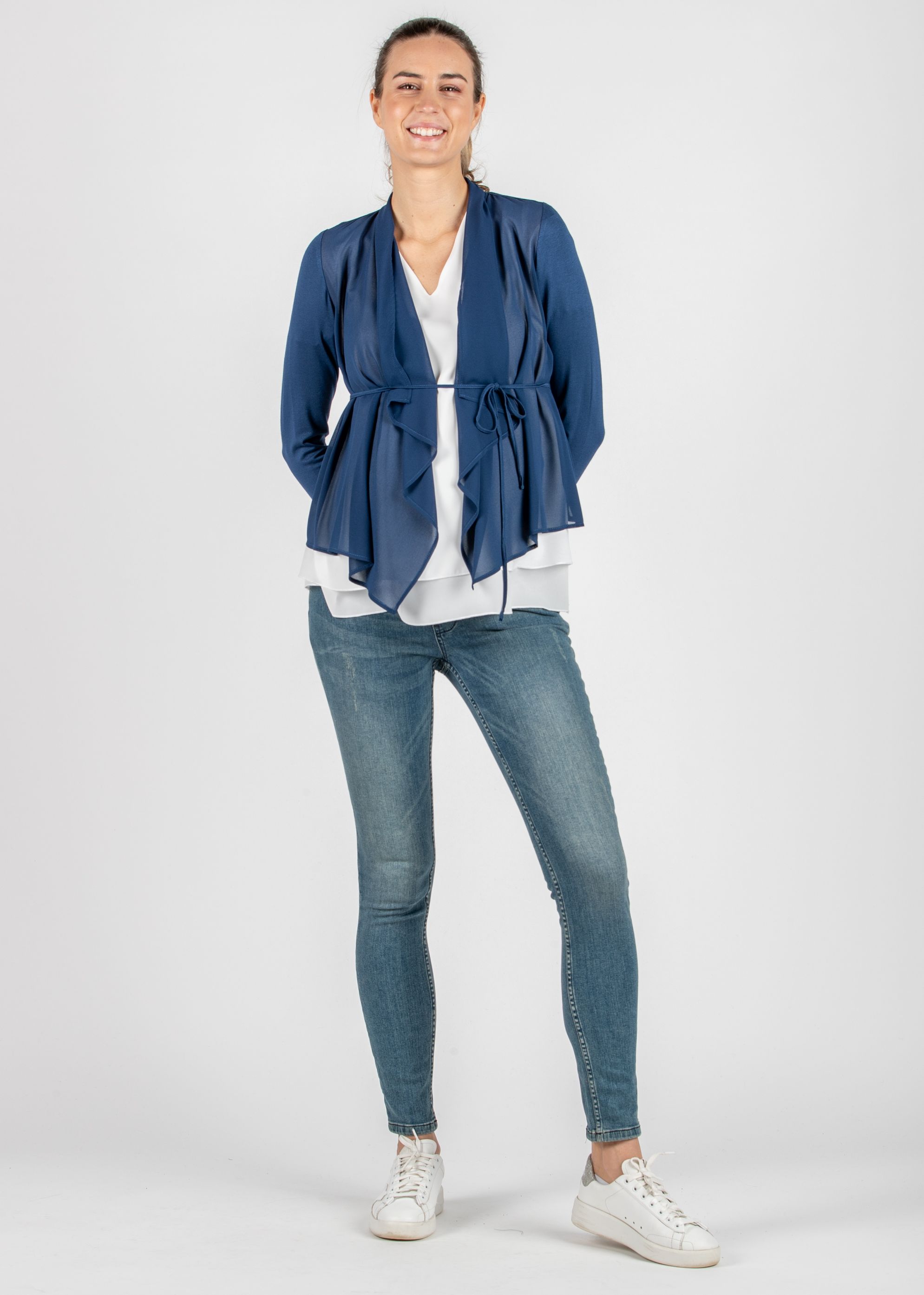 Maternity Cardigan with Front Side in Chiffon (Blue, XS)