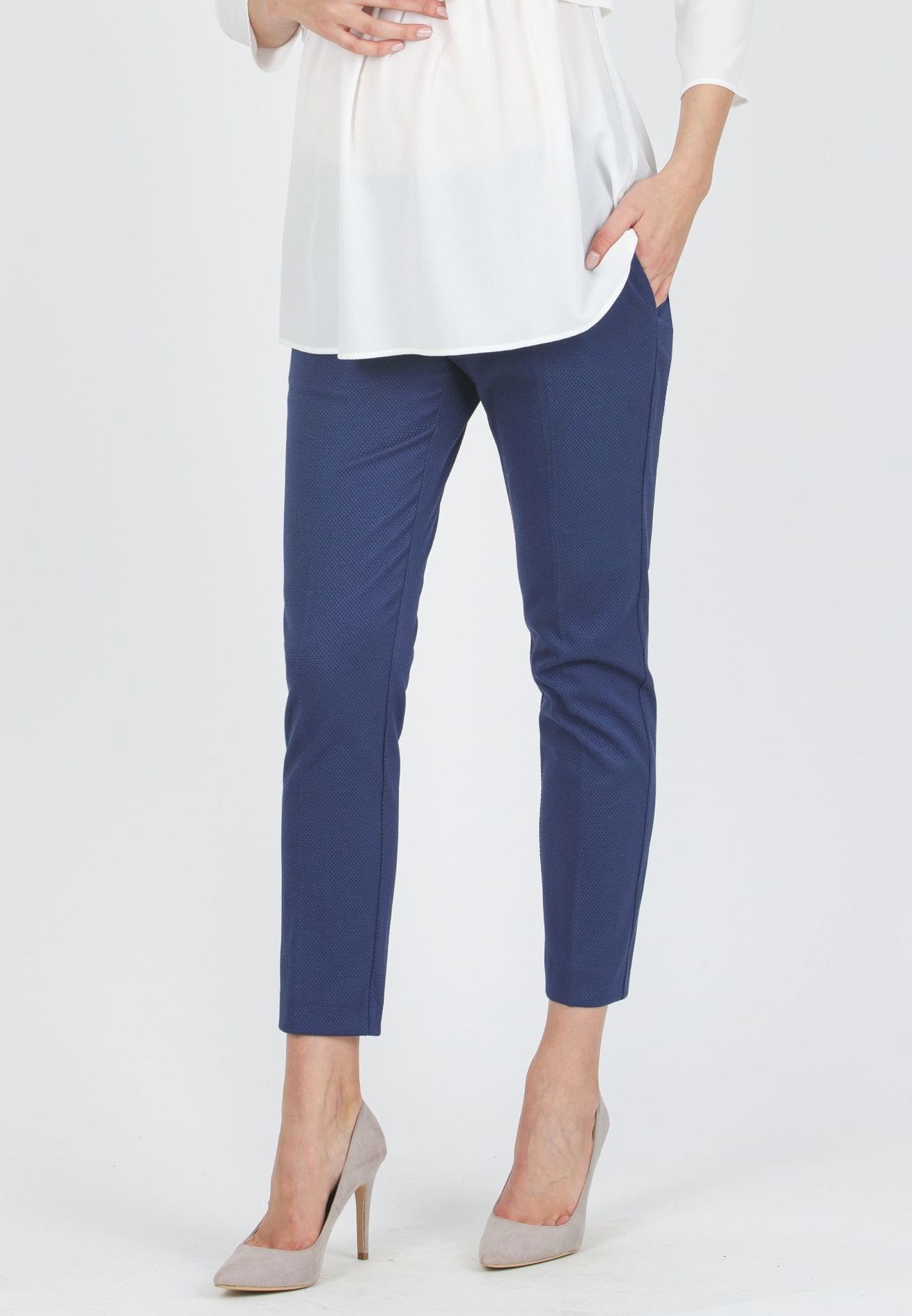GILDA P - Tailored Maternity Trousers in Pique (Blue, XS)