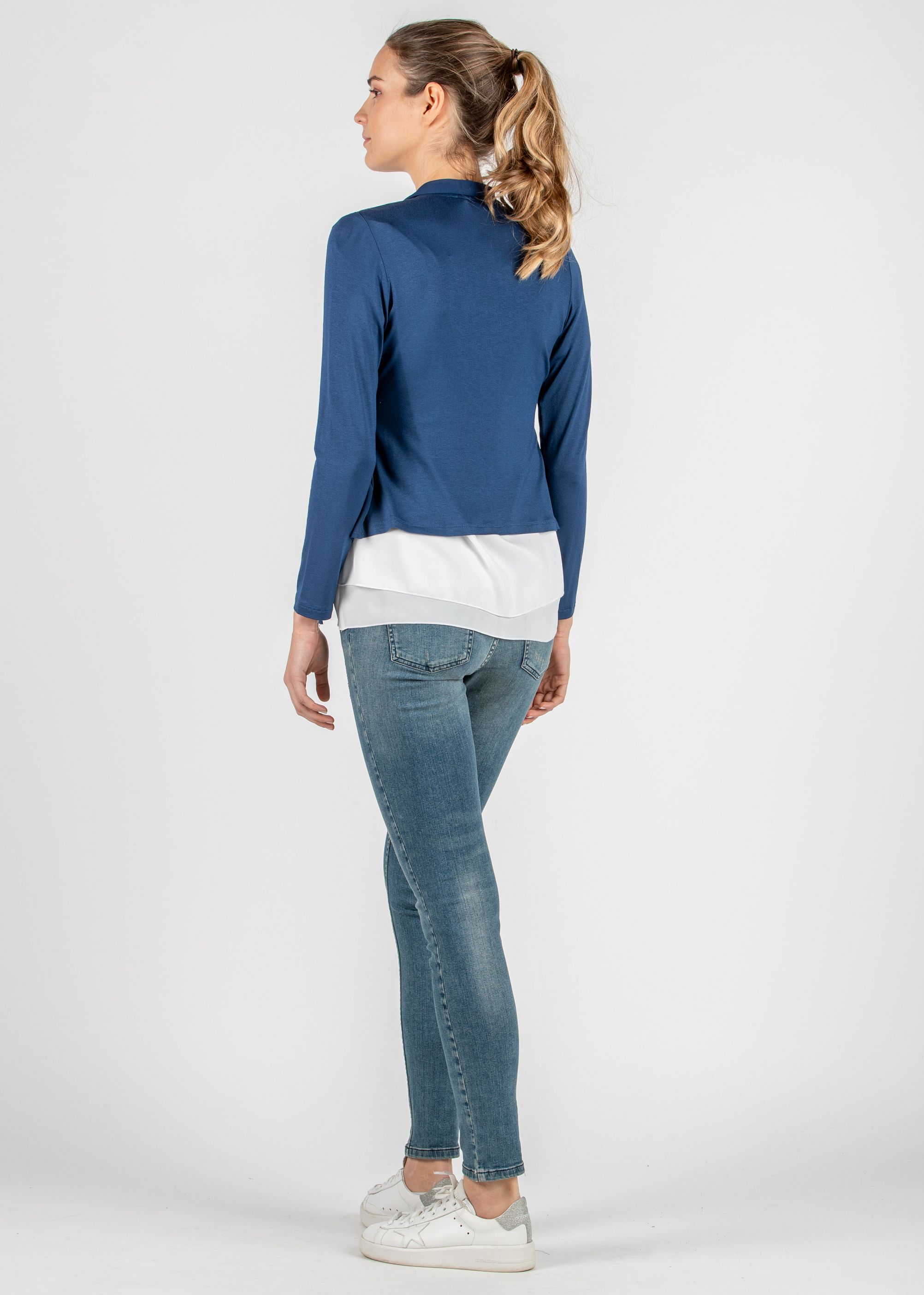 Maternity Cardigan with Front Side in Chiffon (Blue, XS)