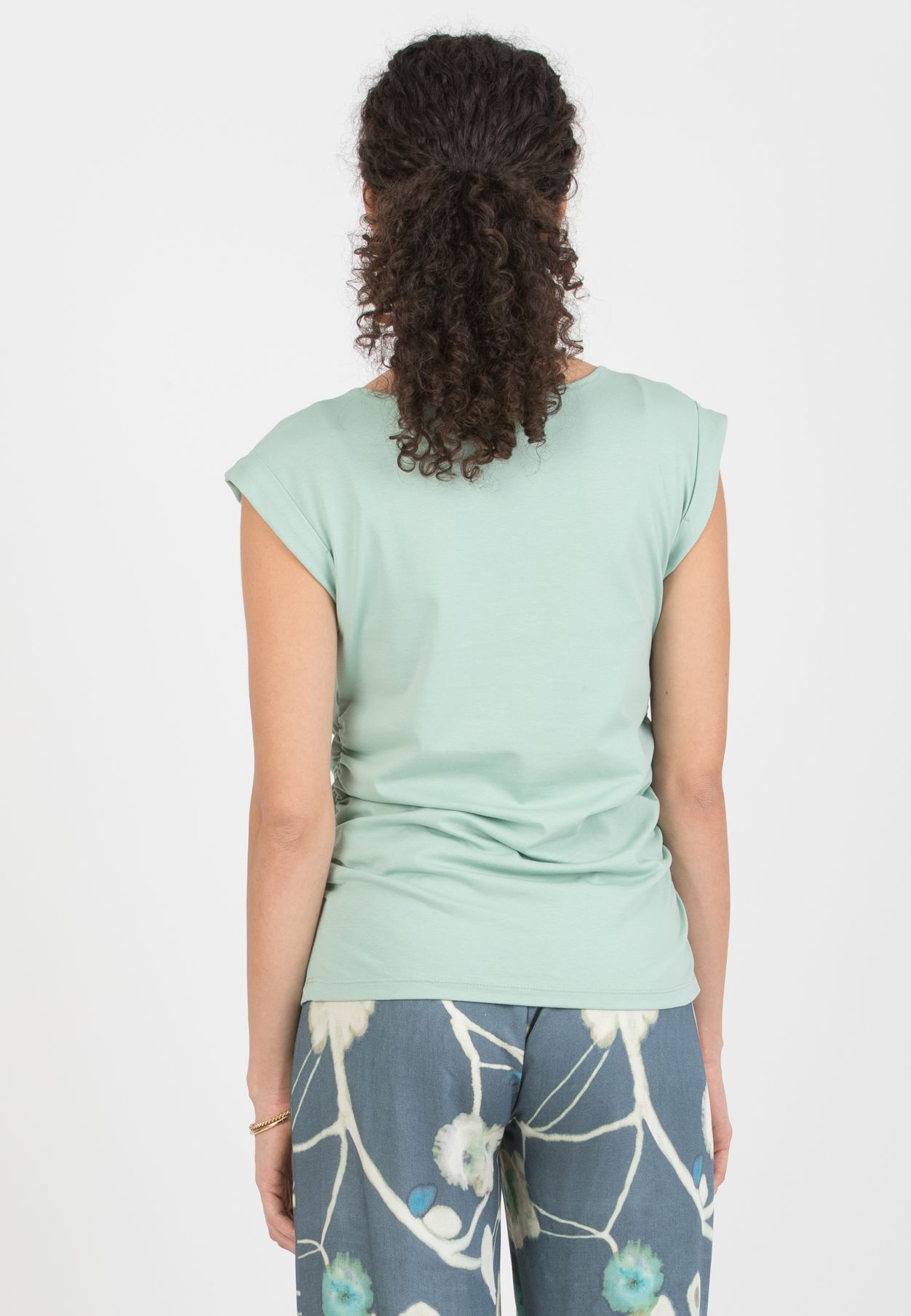 PARIS - Maternity Cotton Top with Knot Detail and Side Ruching (Verde Salvia)