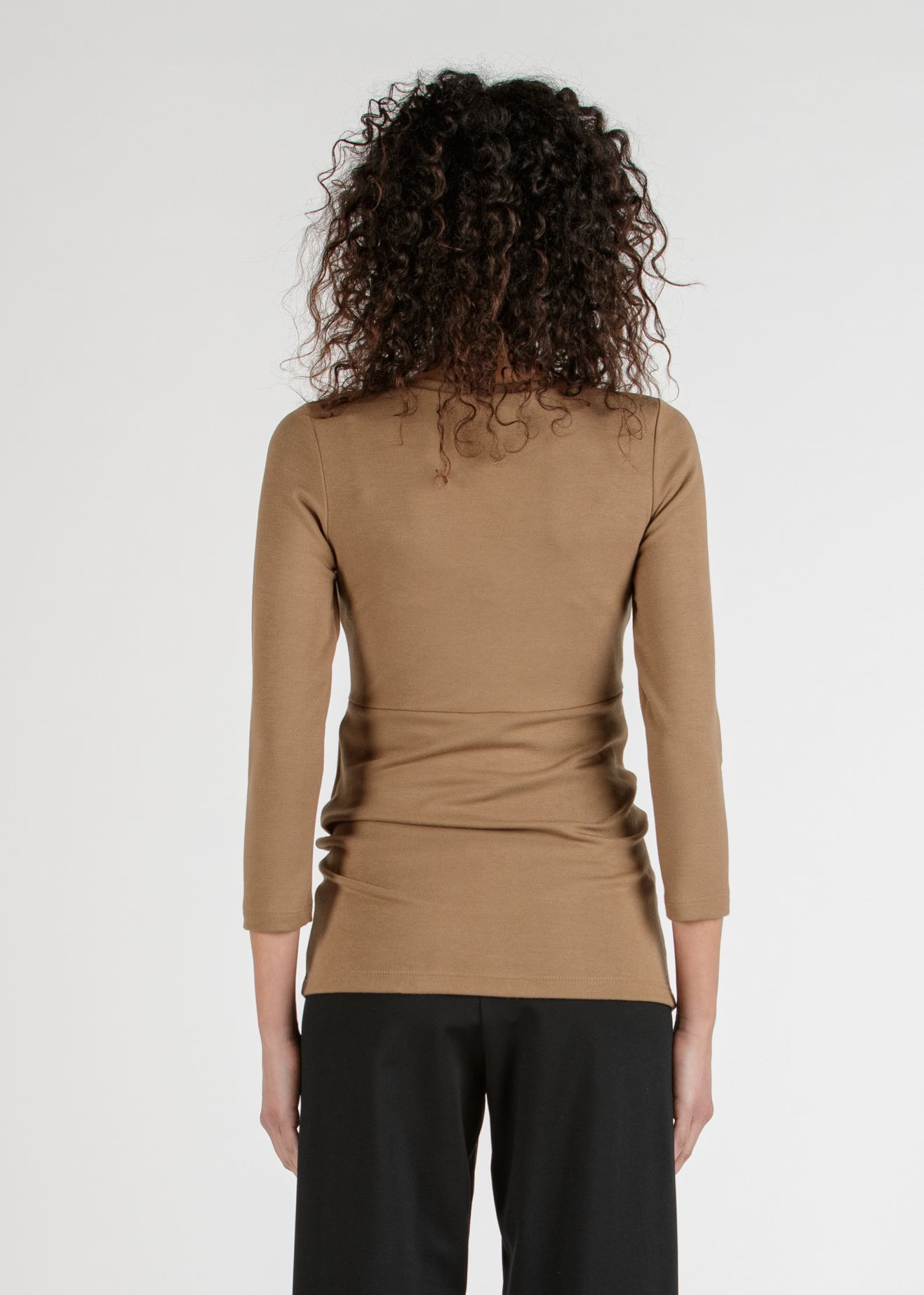 DALILA M - Maglietta Premaman con Arricciatura Laterale (Cammello, XS)