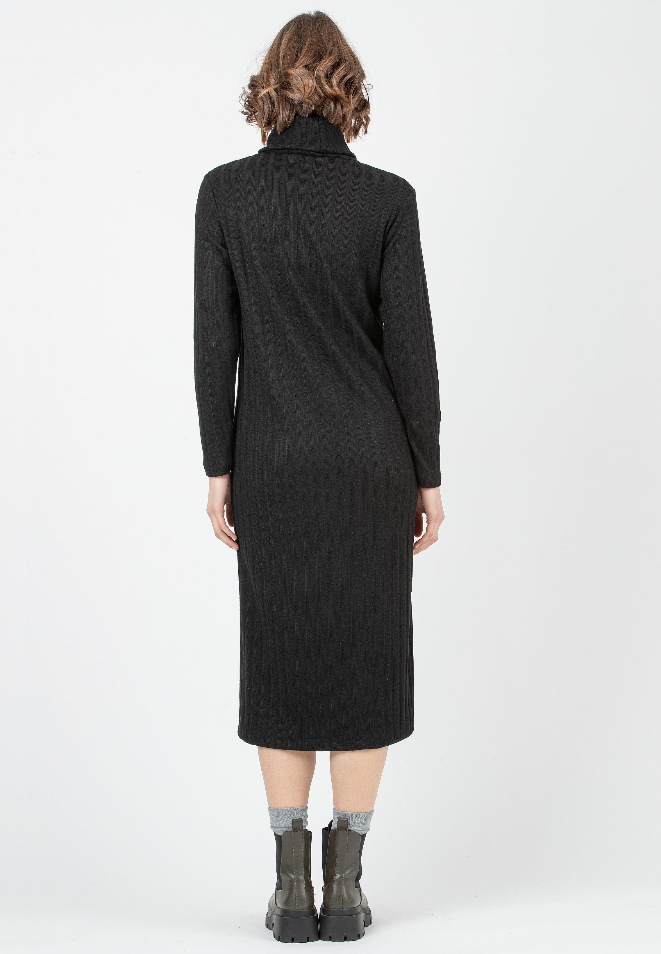 SHEILA MIDI - Abito Midi Premaman in Maglia a Coste Larghe (Nero, XS)