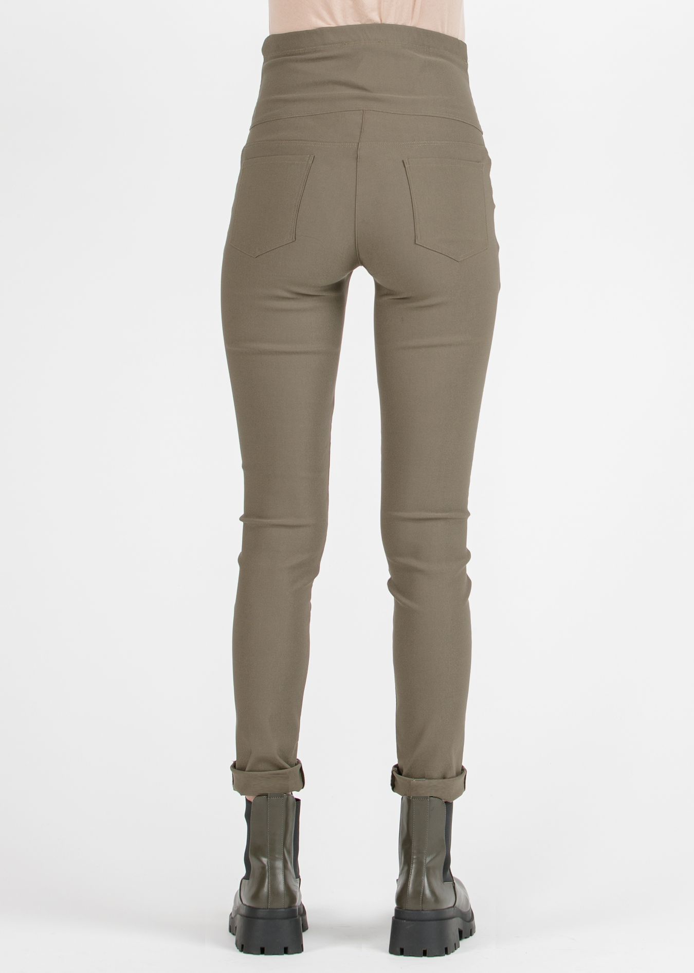 EBONY - Pantalone Premaman Super-Stretch in Bengalina Invernale (Verde Militare, XXS)