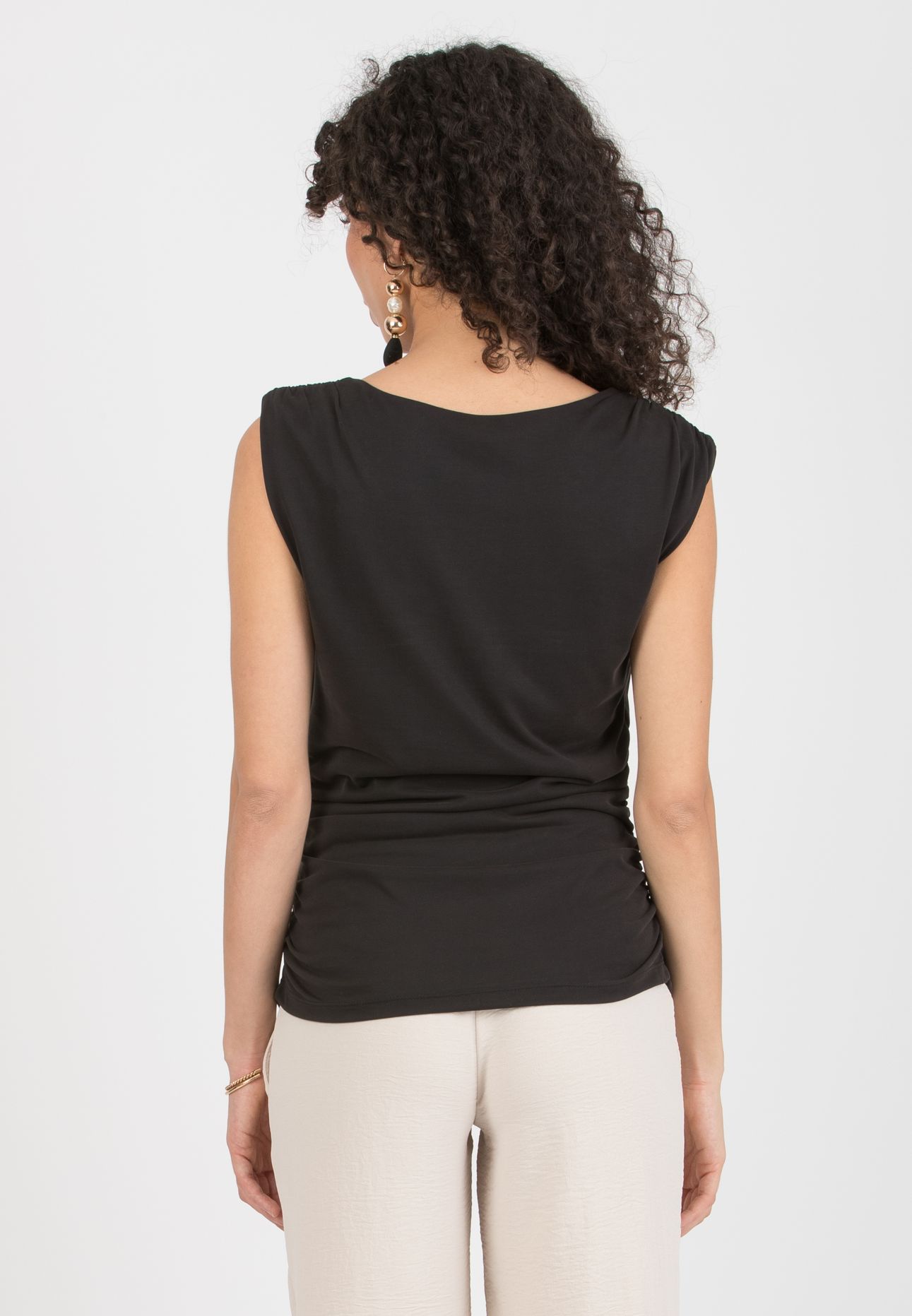 JASMINE - Maternity Top in Modal with Ring Detail and Side Ruching (Nero)