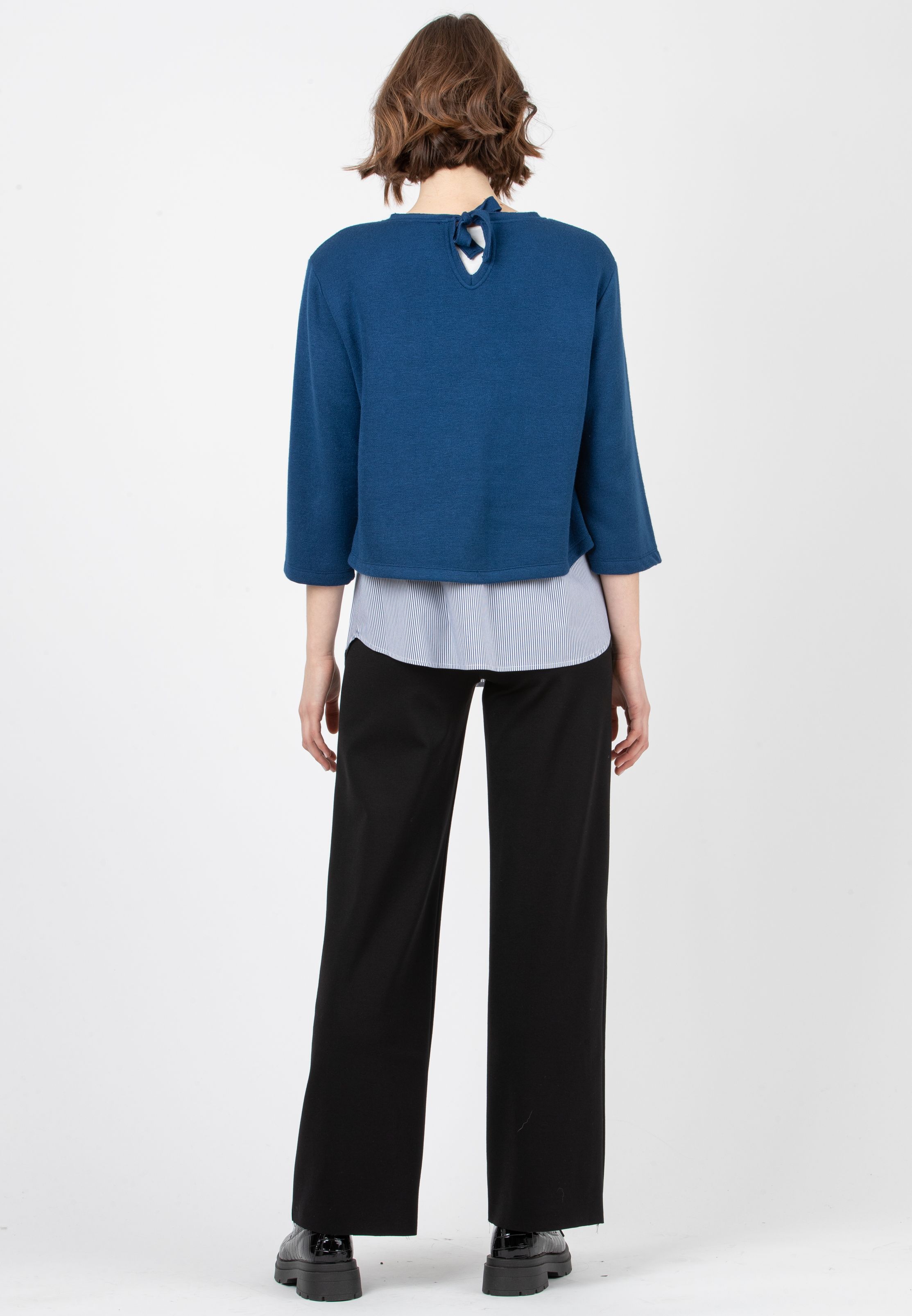 BAILEY R - Flared Maternity Sweater with Bow and Matching Striped Top (Ottanio)