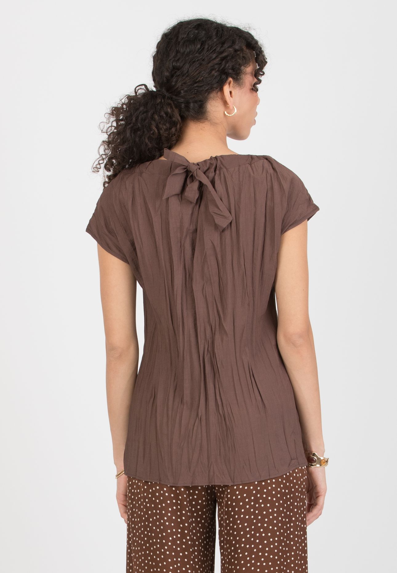 LOLA - Maternity Blouse in Crinkled Viscose (Marrone)