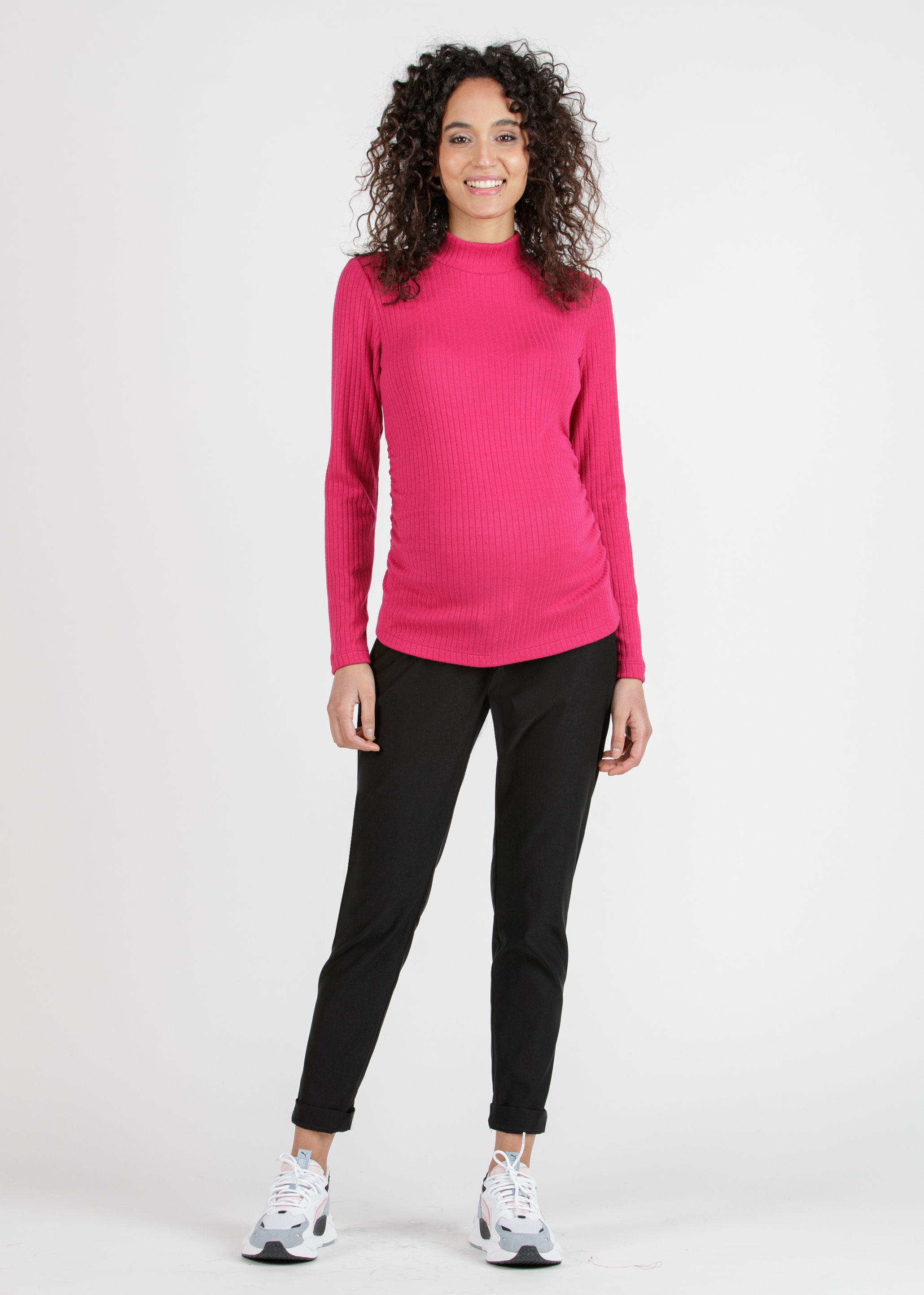 ARIEL - Pantalone Premaman in Bengalina Super-Stretch (Nero, XS)
