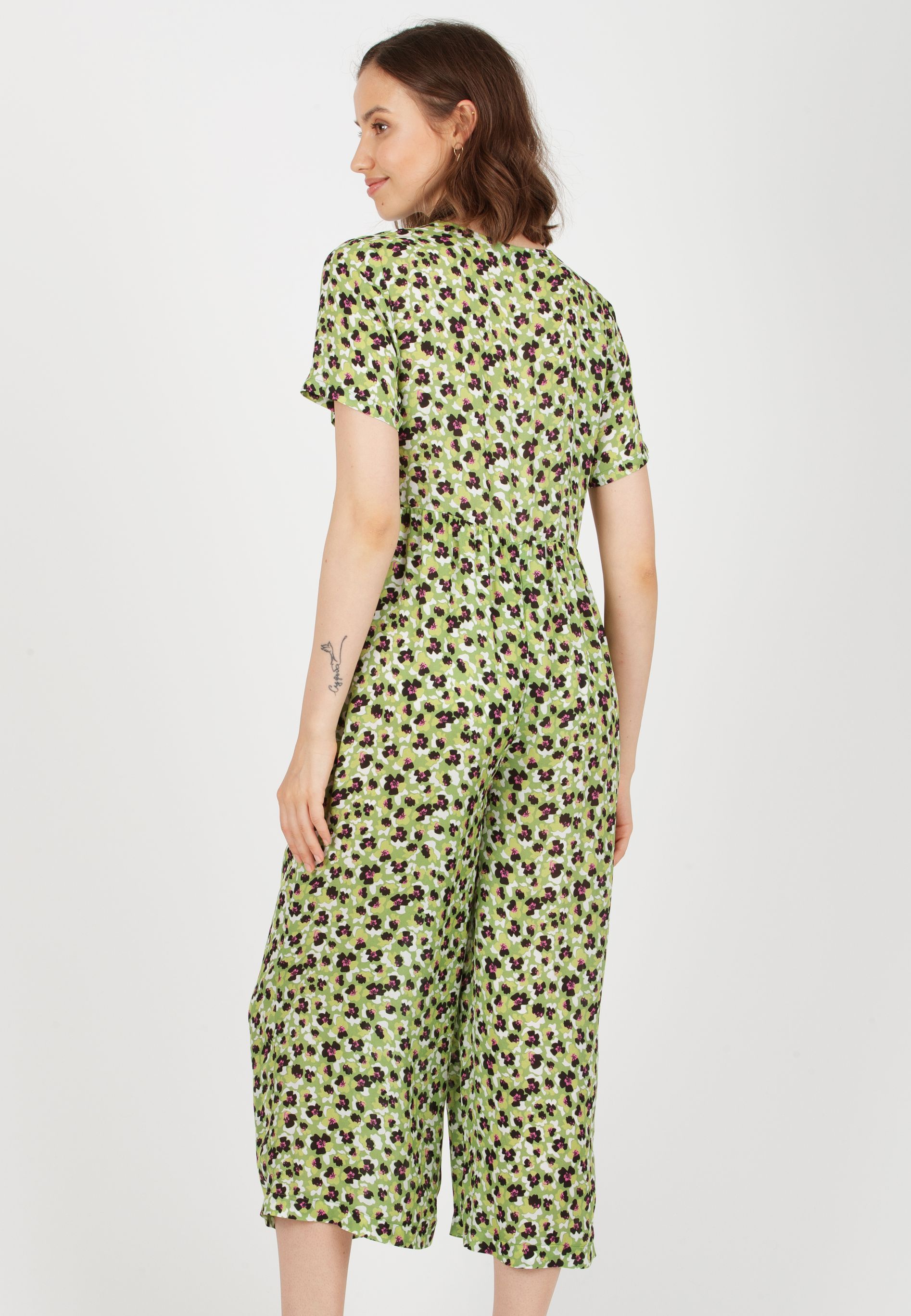 VIVIENNE F - Tuta Premaman in Crepe con Bottoni Frontali (Verde Pistacchio, XS)