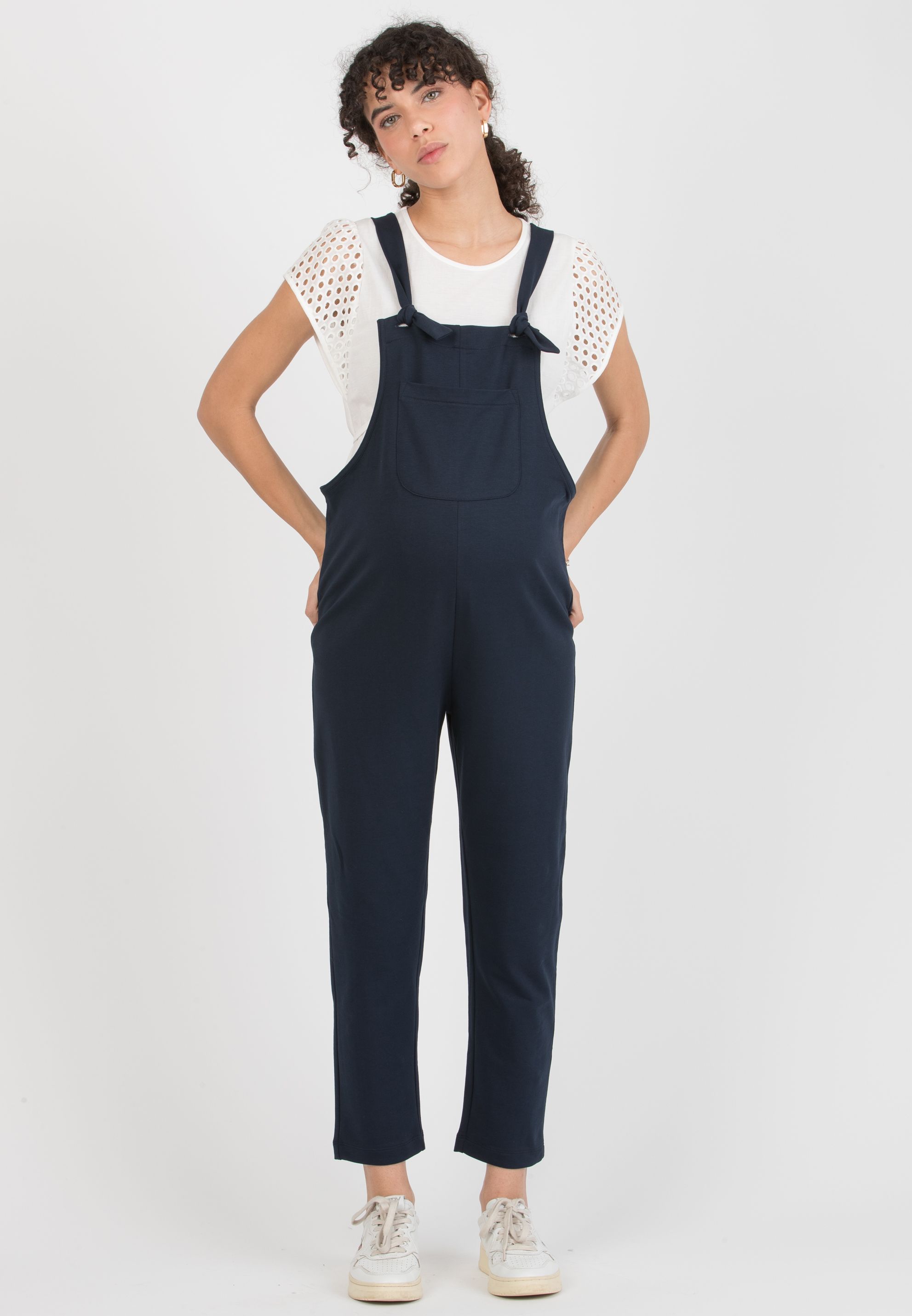 ESTER - Maternity Dungaree in Cotton Sweatshirt (Blu)