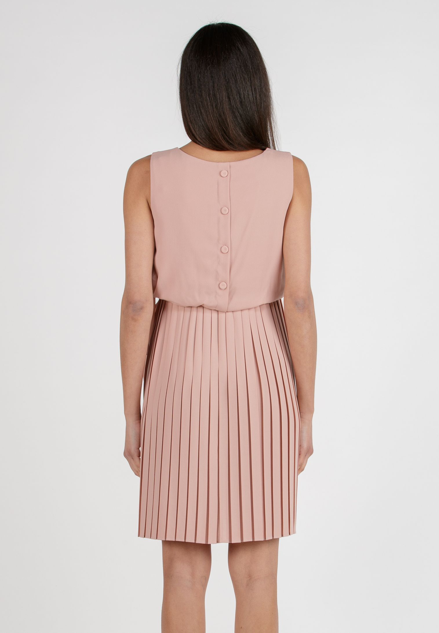 BIANCA - Maternity & Nursing Dress with Pleated Skirt and Buttons at the Back (Powder, XS)