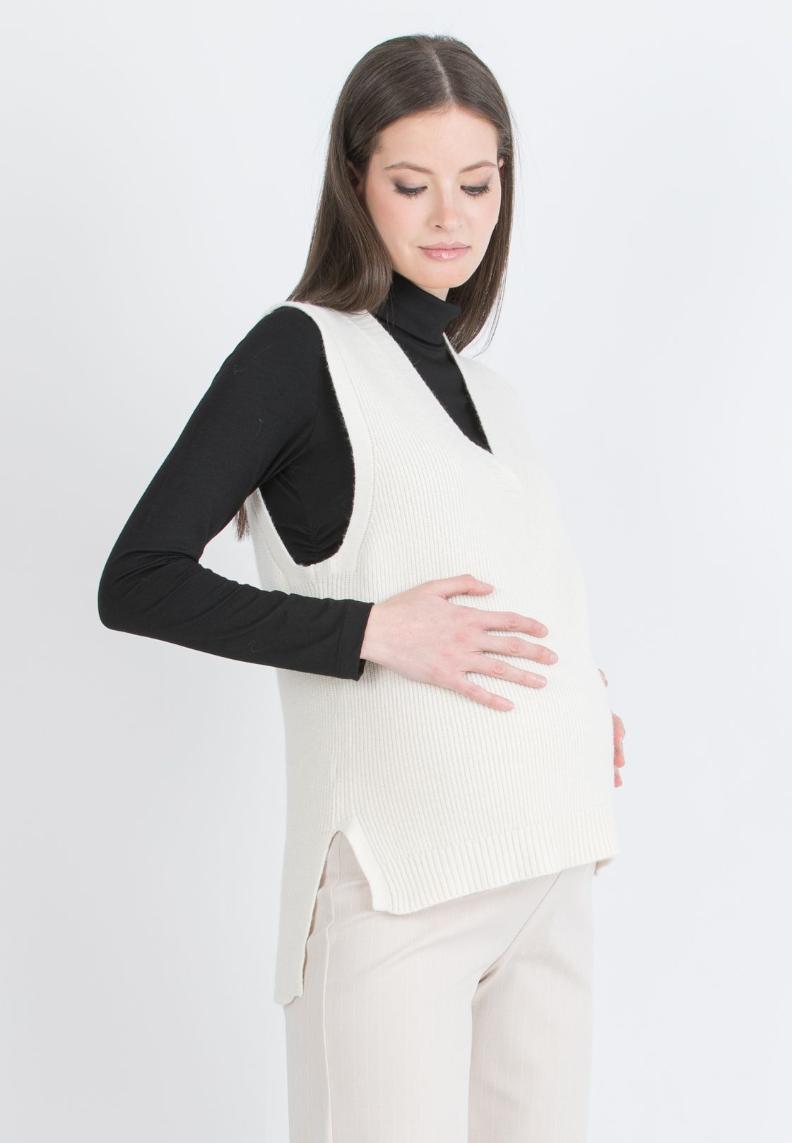 CARLY - Gilet Premaman in Misto Lana (Avorio, UNIC)