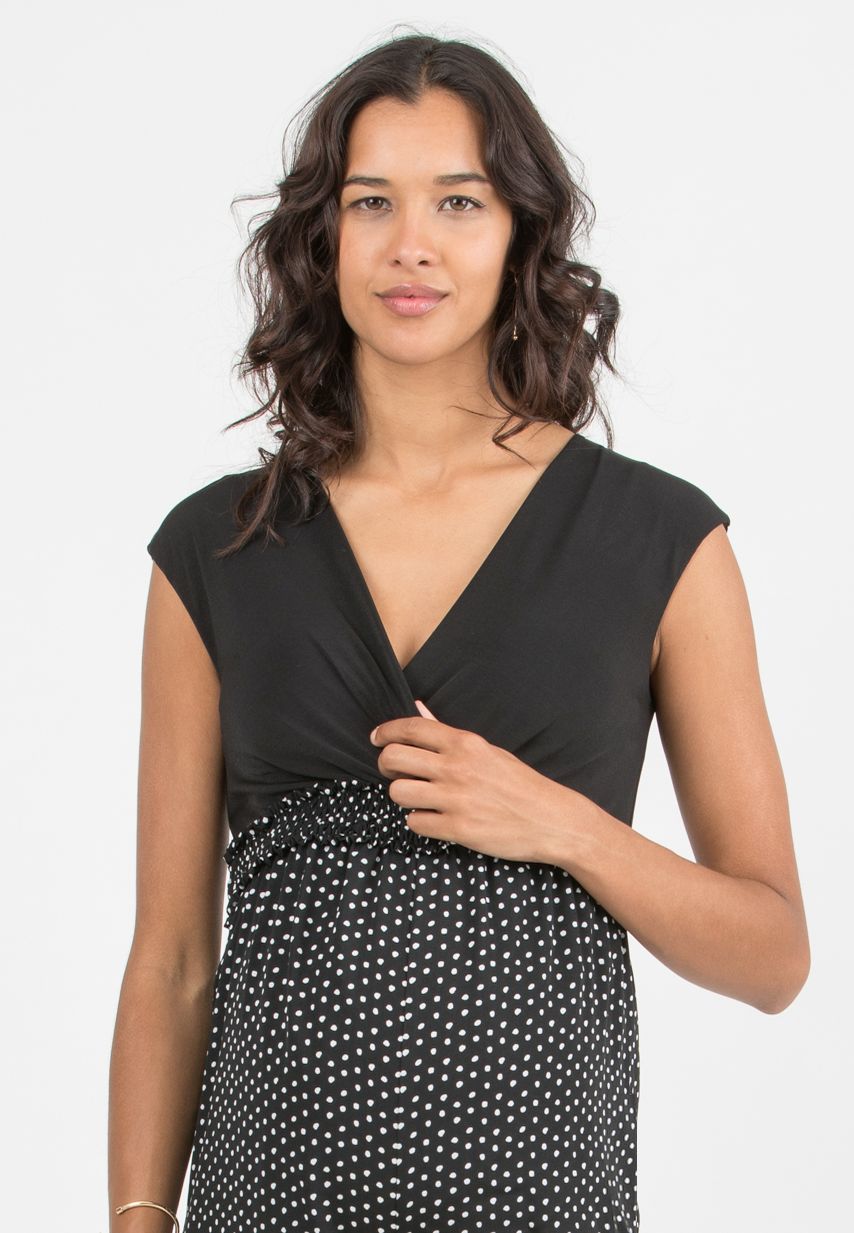 VITTORIA - Tuta Premaman & Allattamento con Pantalone a Pois (Neroblack, XXS)