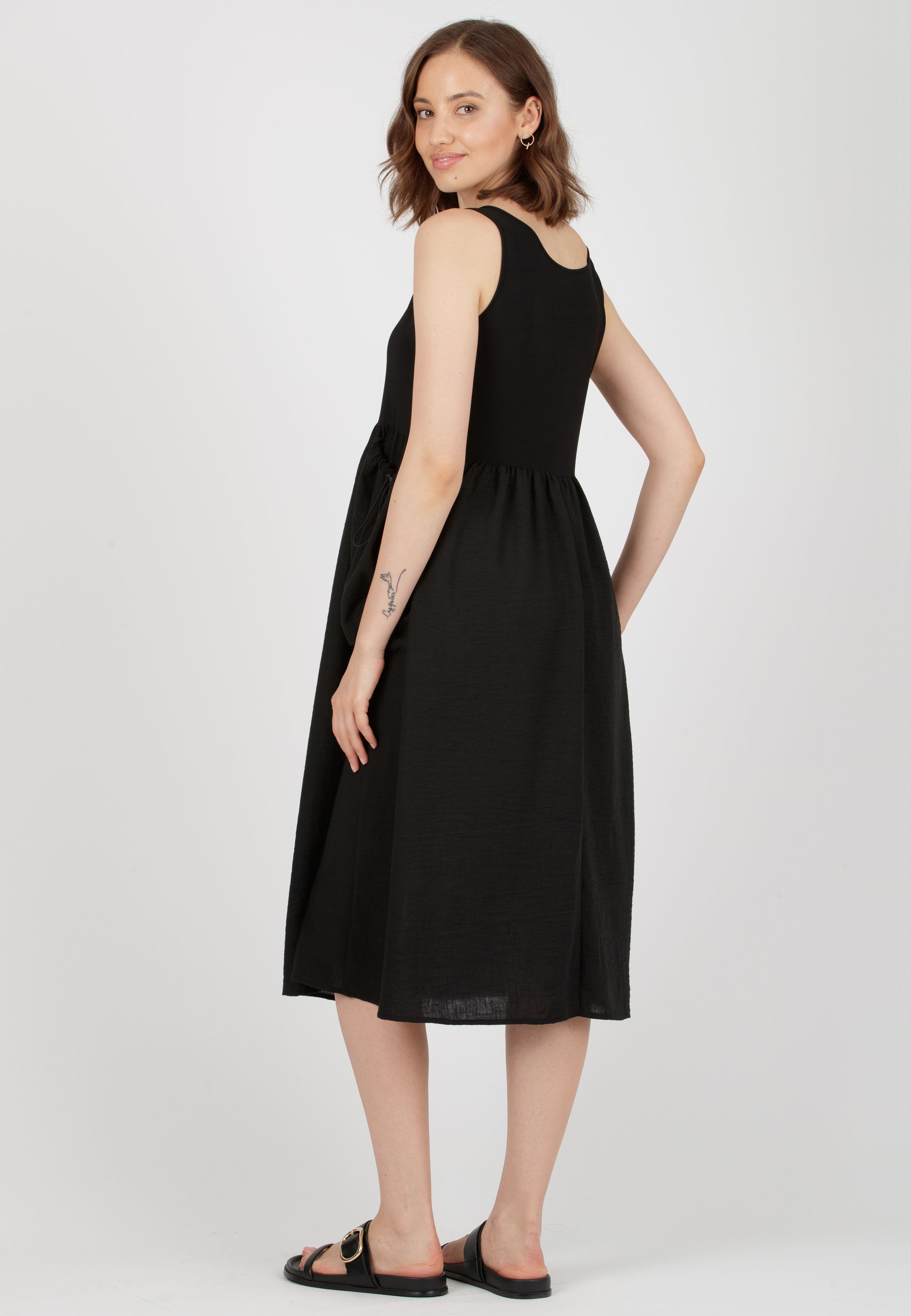 POLLY - Maternity Dress with Pockets (Black, XS)