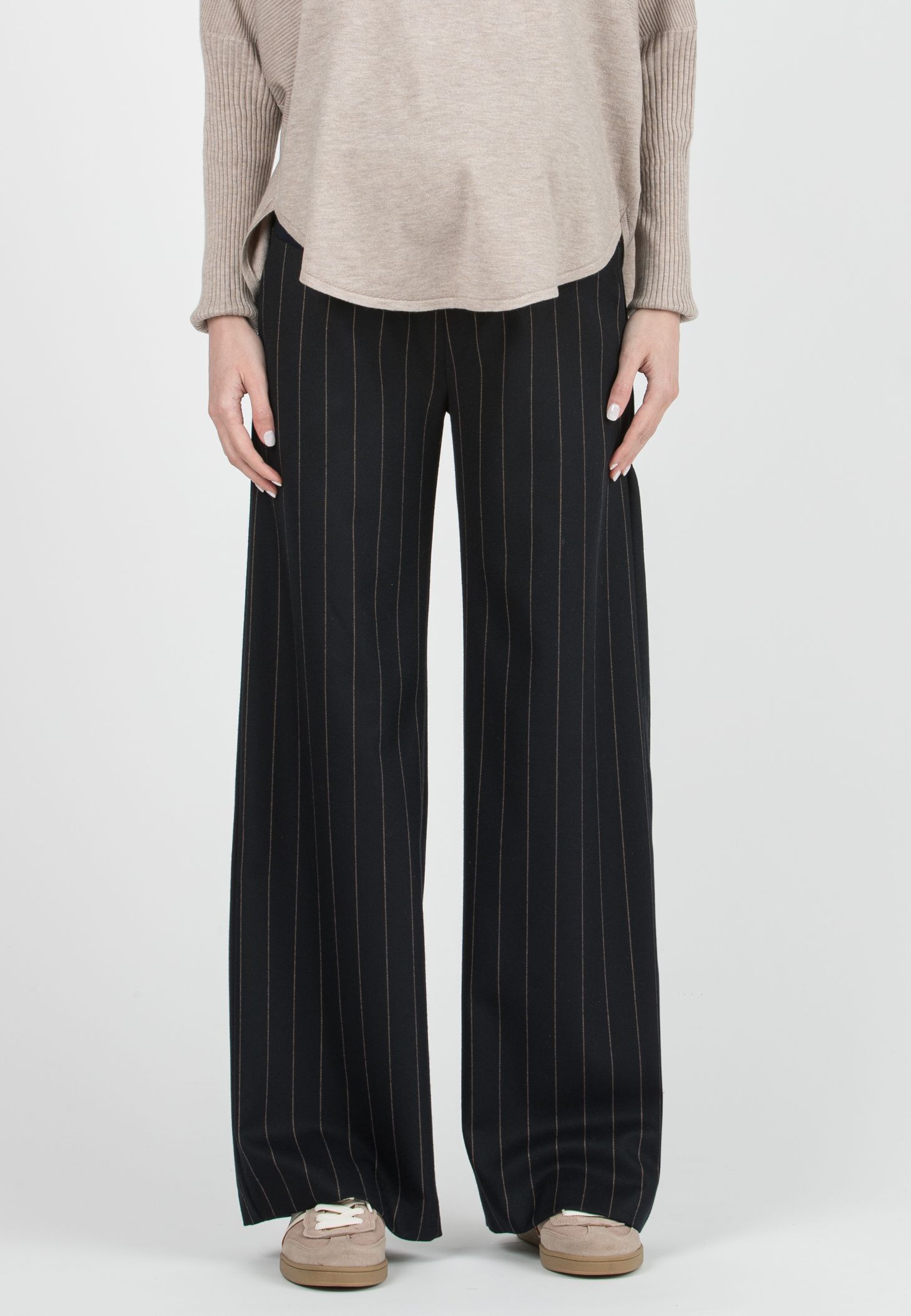 WINONA G - Maternity Pinstripe Palazzo Trousers (Blu)