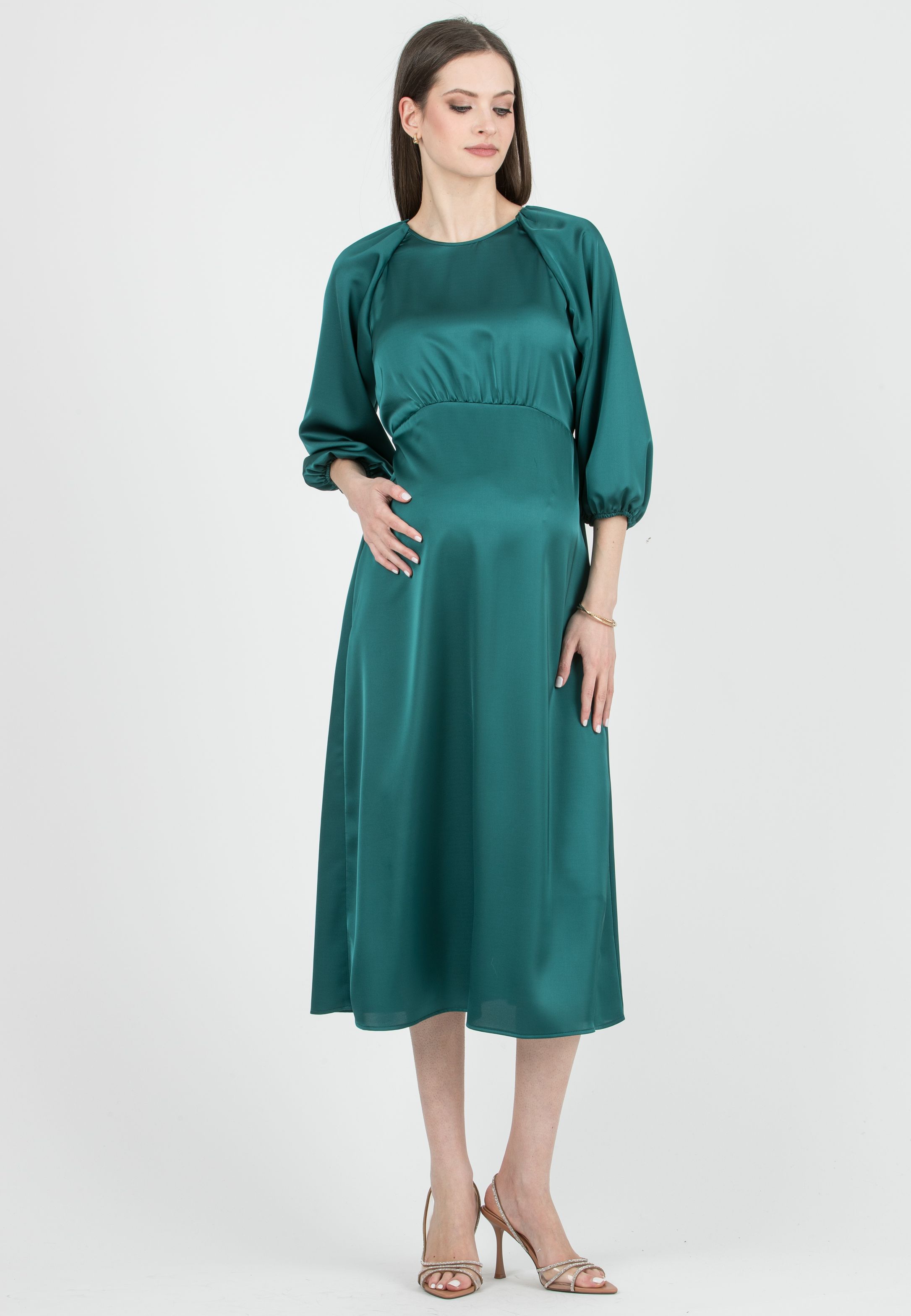 LESLIE - Abito Premaman Midi con Maniche Raglan (Smeraldo)