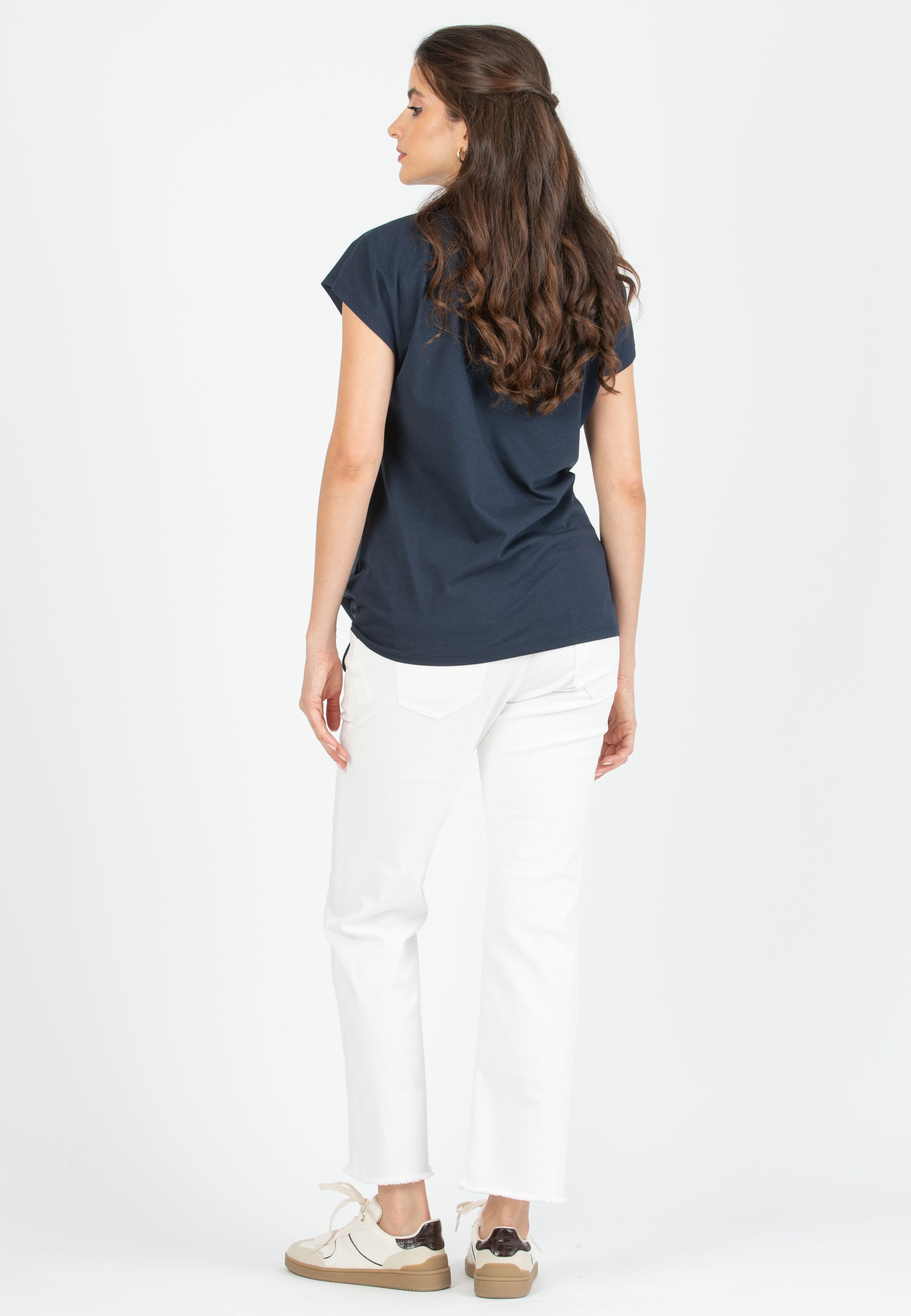 GIADA - Colorful Maternity Straight Jeans with Fringed Hem (Avorio)