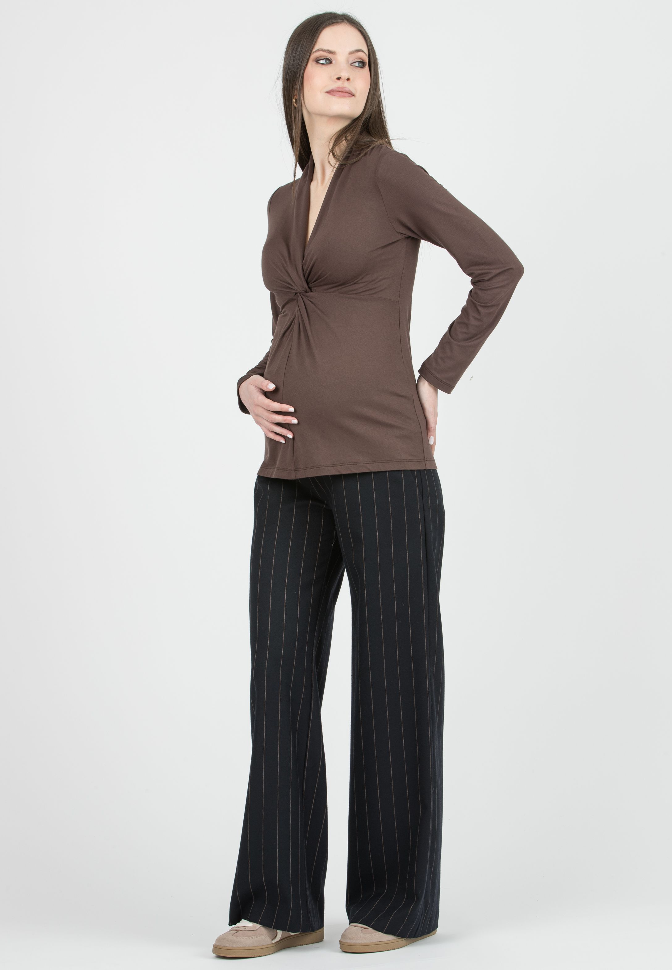 WINONA G - Maternity Pinstripe Palazzo Trousers (Blu)