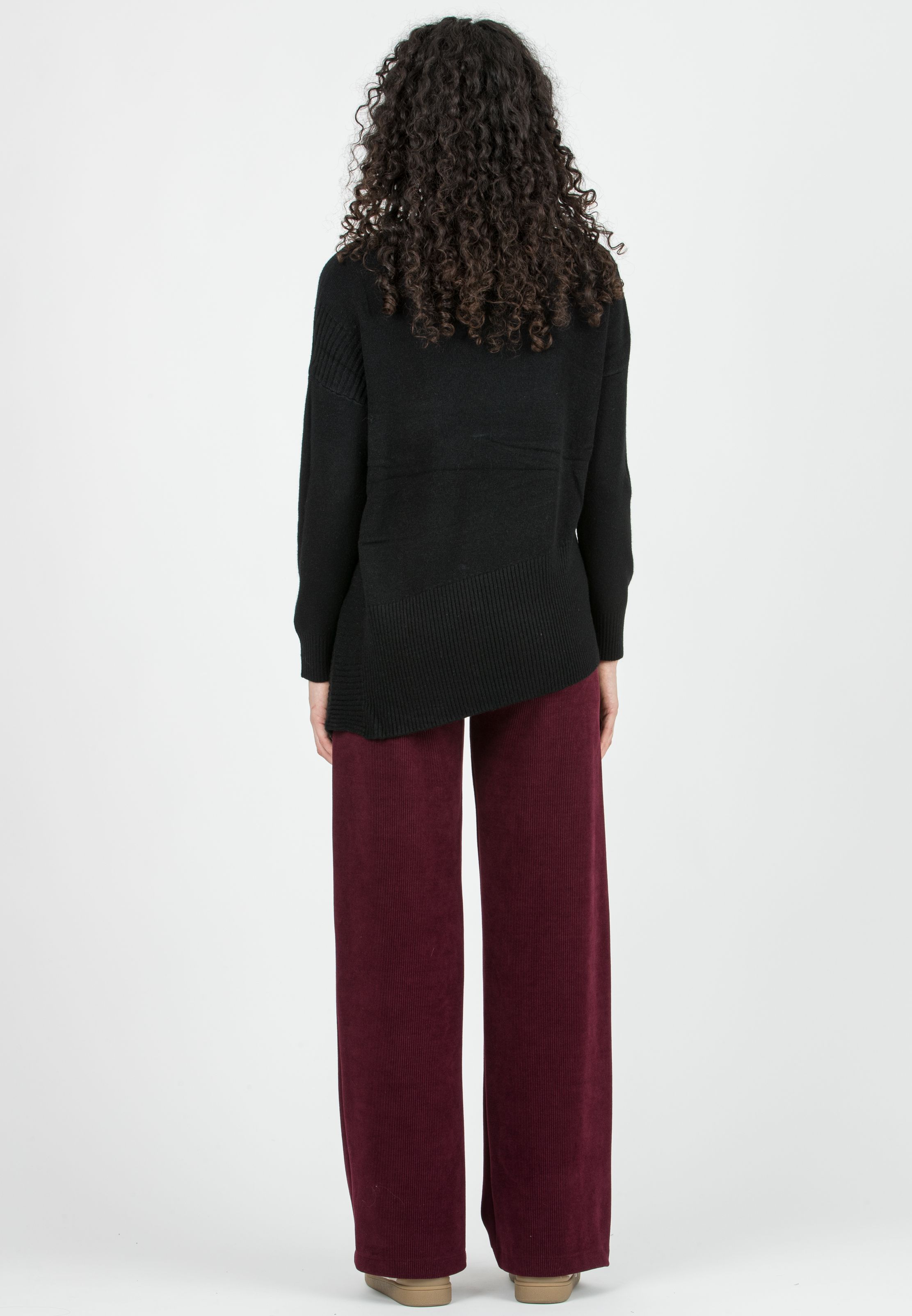 BRANDY - Maternity Wool Blend Sweater with Asymmetric Hem (Nero)
