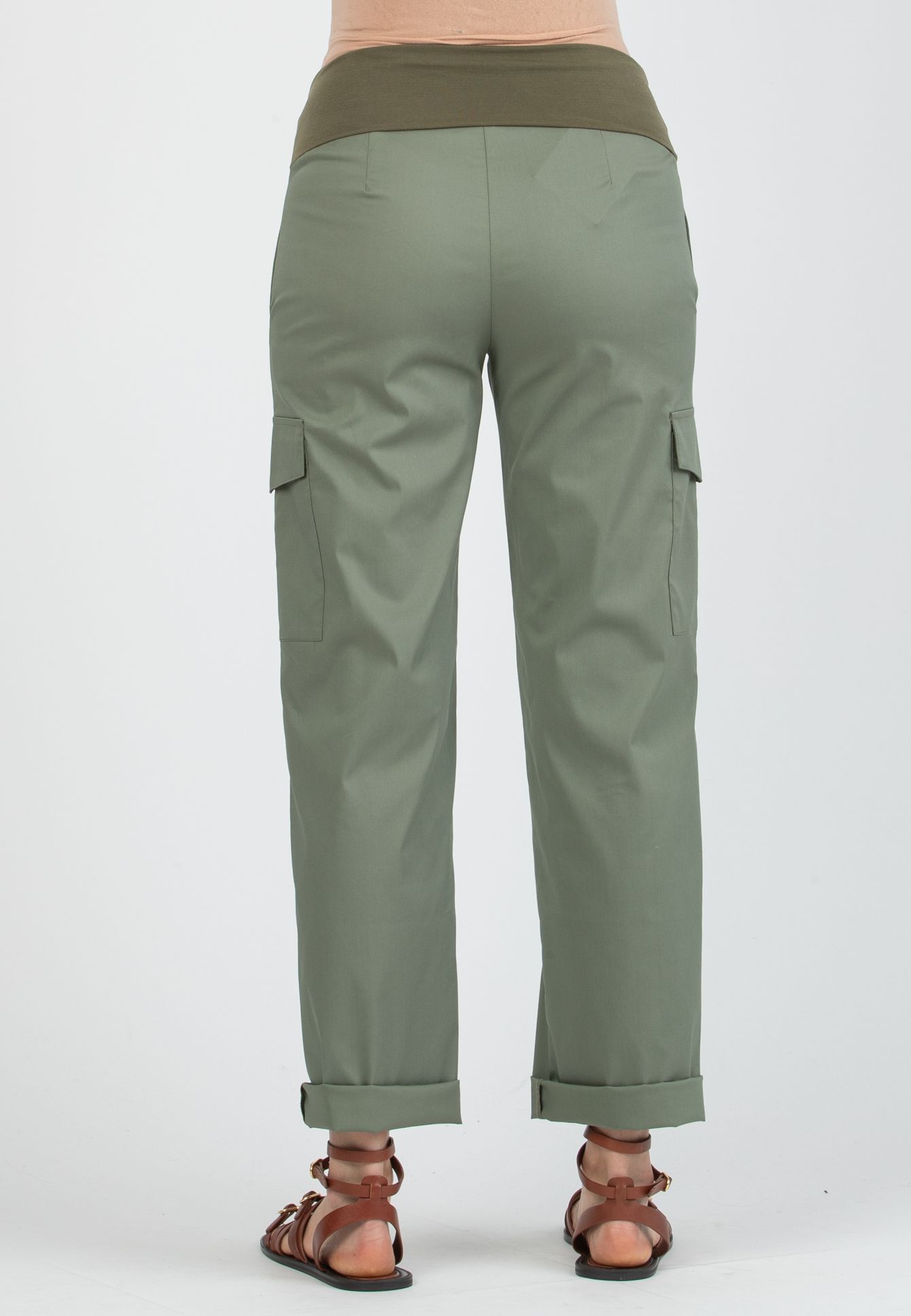 PALOMA - Maternity Cargo Trousers in Cotton (Verde Salvia)