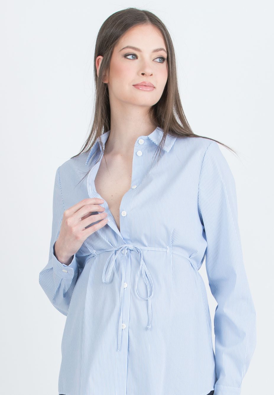 IMMA - Maternity Shirt with Drawstring (Blue, XS)