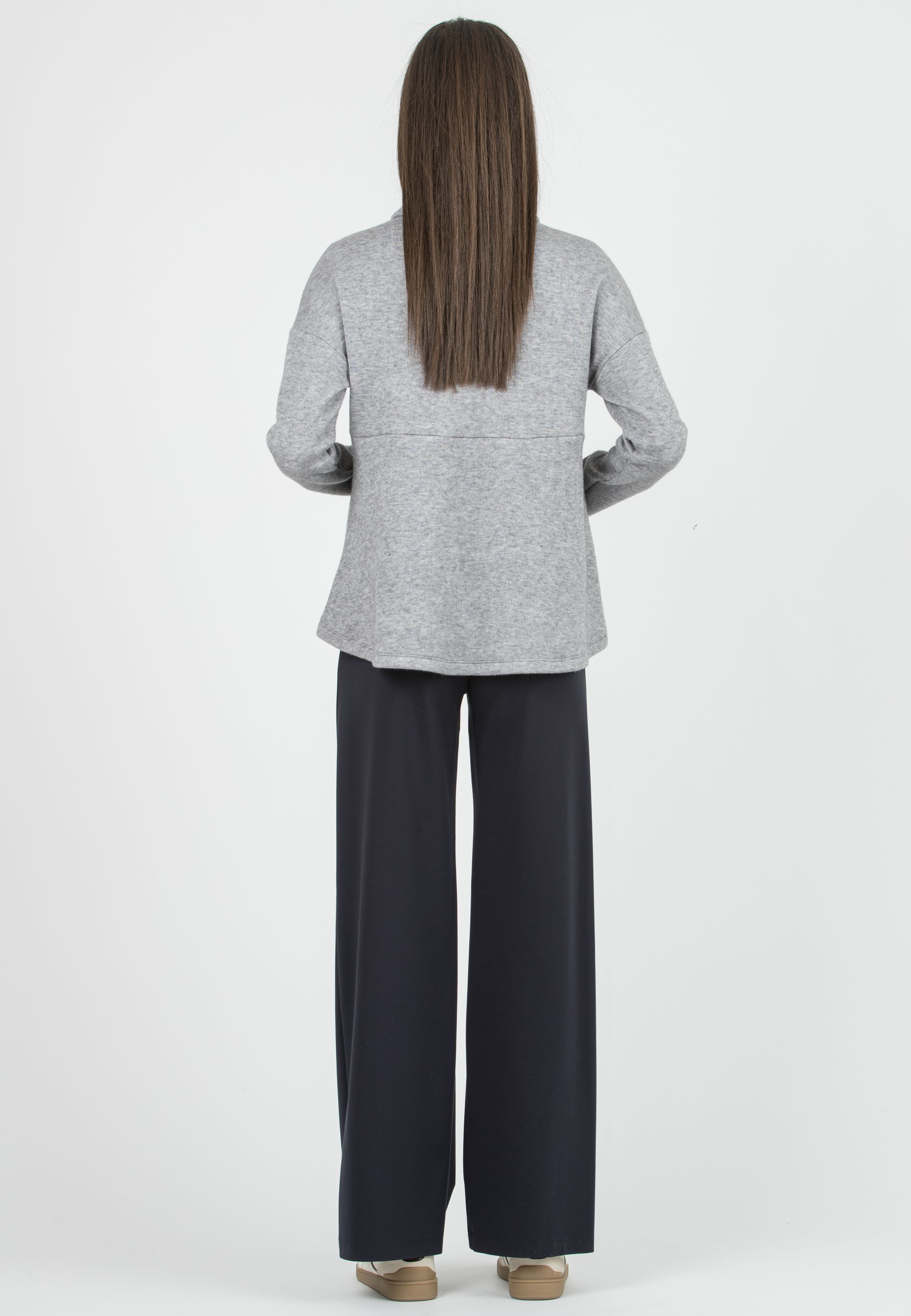 BRENDA - Maternity Wide-Leg Trousers in Lightweight Milano Knit (Blu)