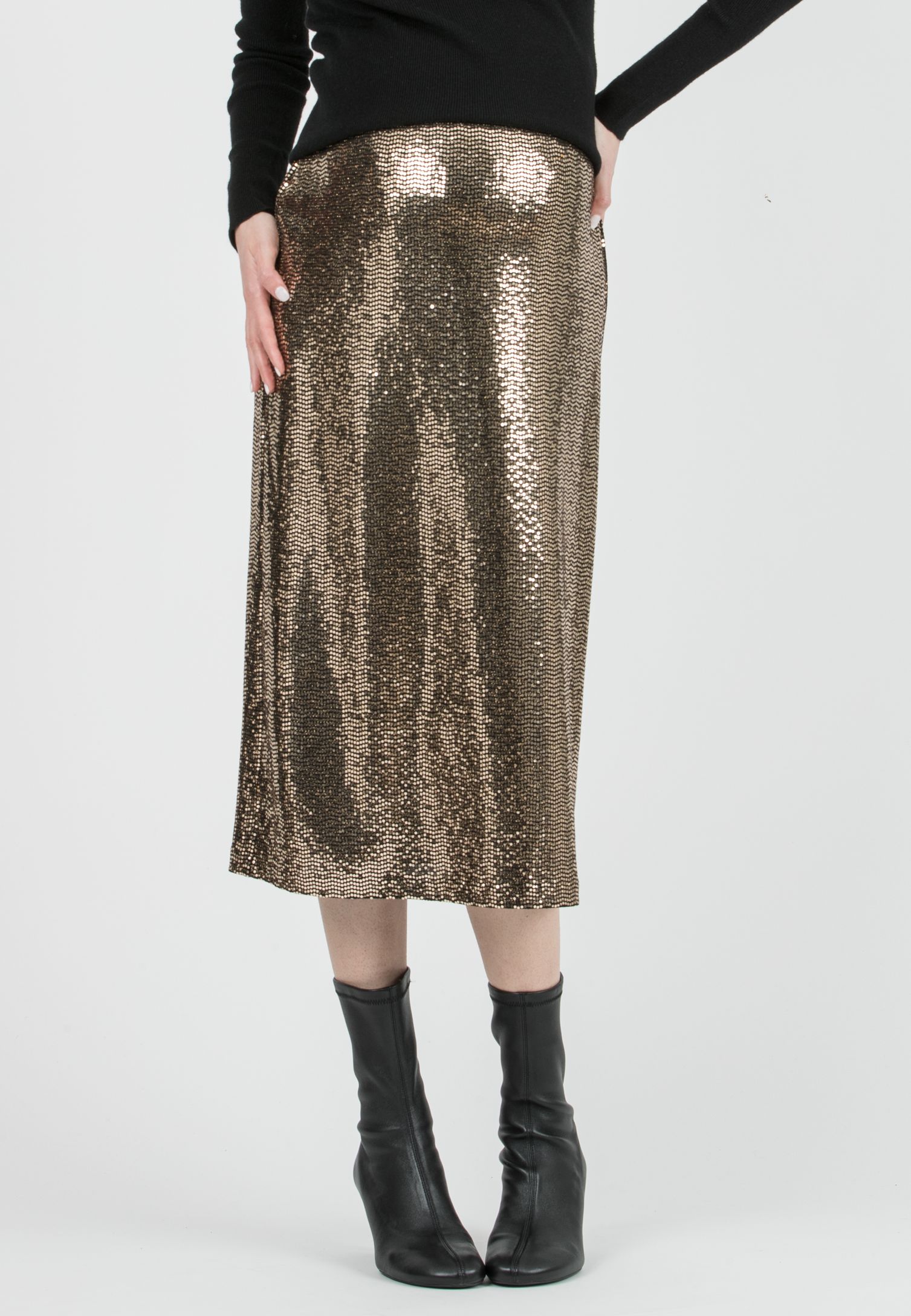 VERA P - Sequin Pencil Skirt (Giallo Ocra)