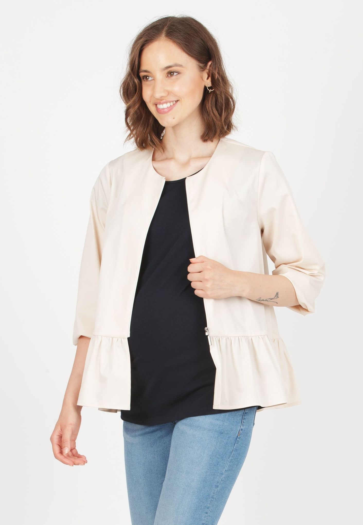JOANNA - Maternity Cotton Jacket (Beige)