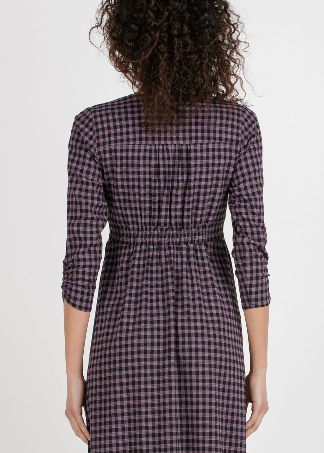 YLENIA - Gingham Midi Maternity & Nursing Dress (Glicine, XS)