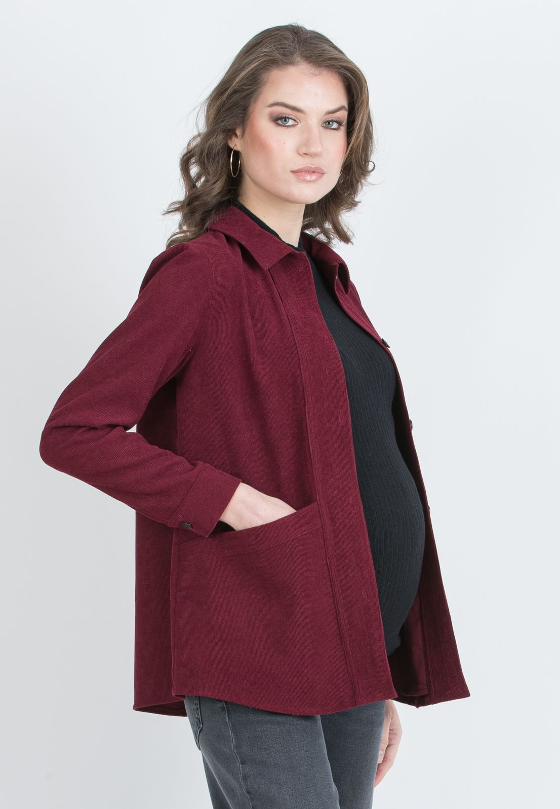 ELETTRA – Maternity Jacket in Velvet (Bordeaux)
