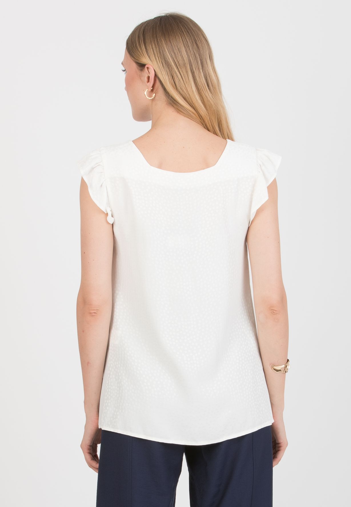 LAILA - Camicetta Premaman in Jacquard di Viscosa a Pois (Bianco  Ottico)