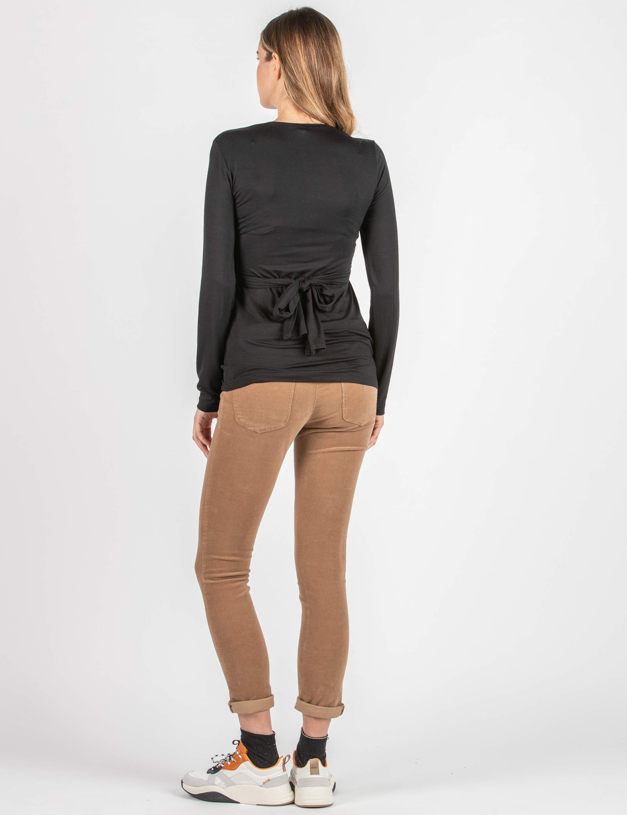Pantalone Premaman 5 Tasche Skinny in Velluto a Coste Sottili (Cuoio, XS)