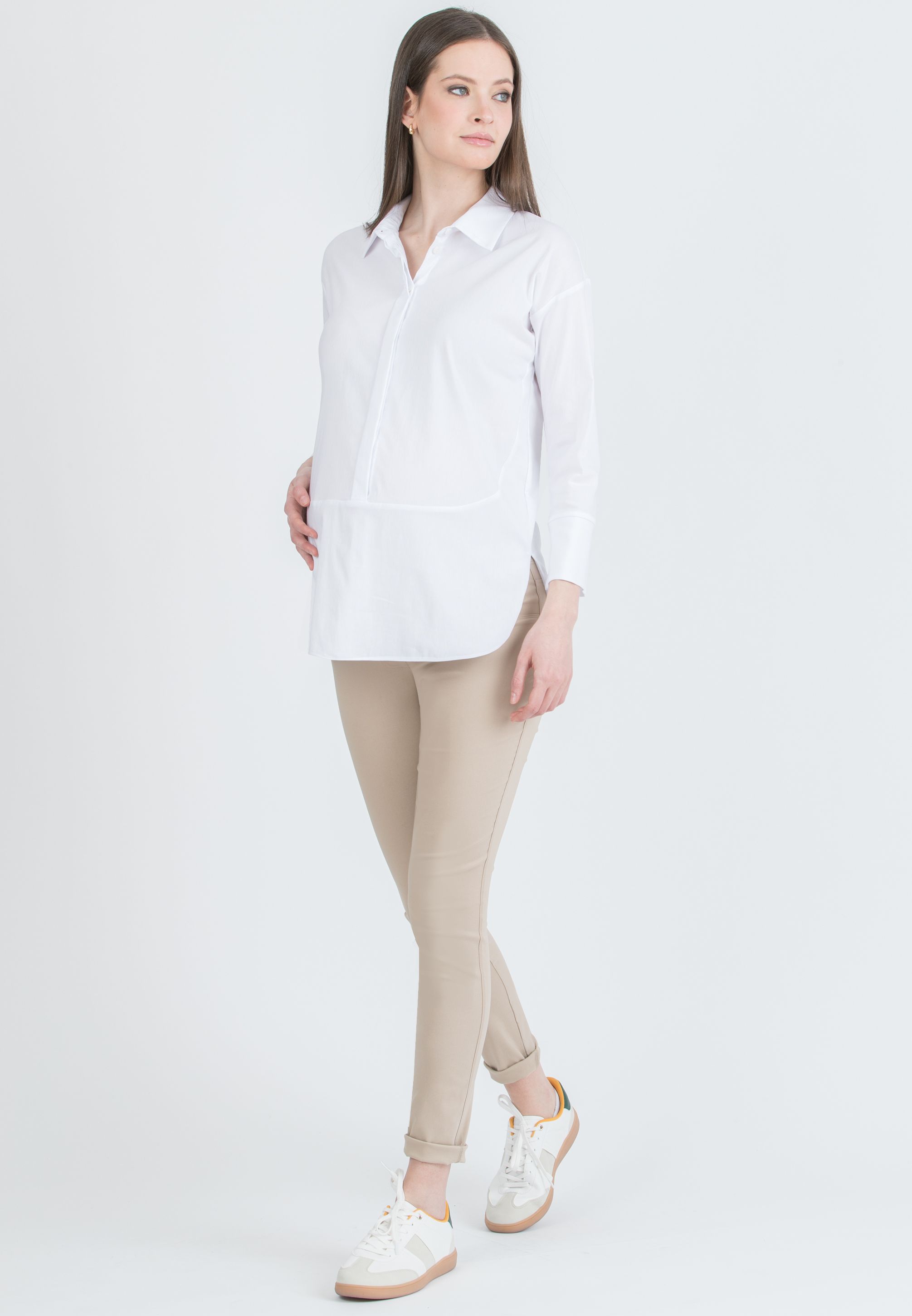 EBONY - Super Comfortable Skinny Maternity Trousers in Bengaline (Chalk White, XXS)