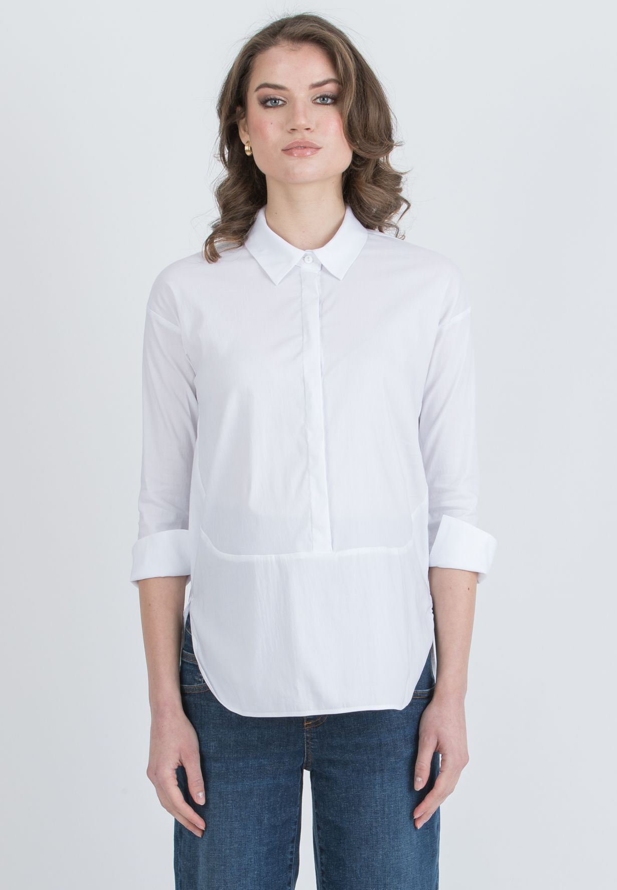 BEATRICE - Overhead Maternity & Nursing Shirt with Round Hems (Bianco  Ottico)