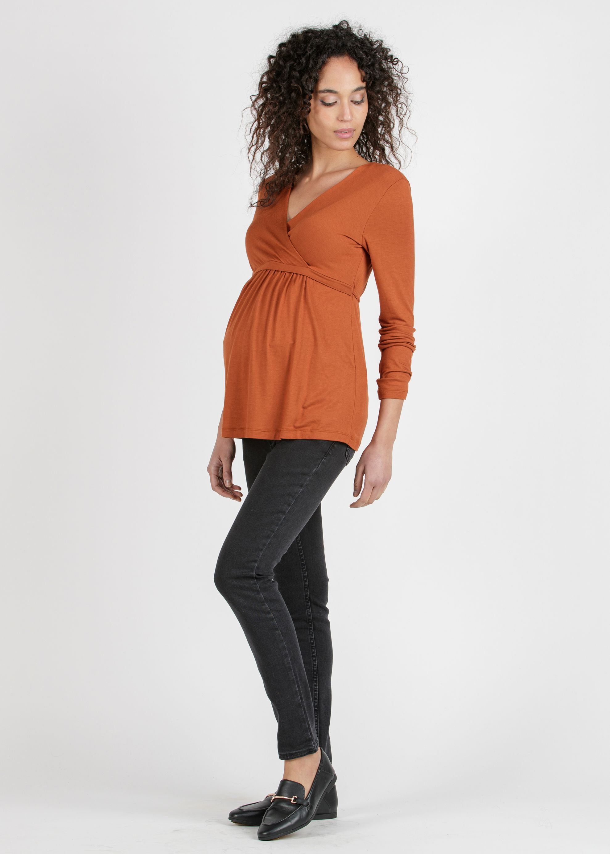 MARGHERITA M/L - Maternity and Nursing Crossover T-shirt with Strings (Coccio)