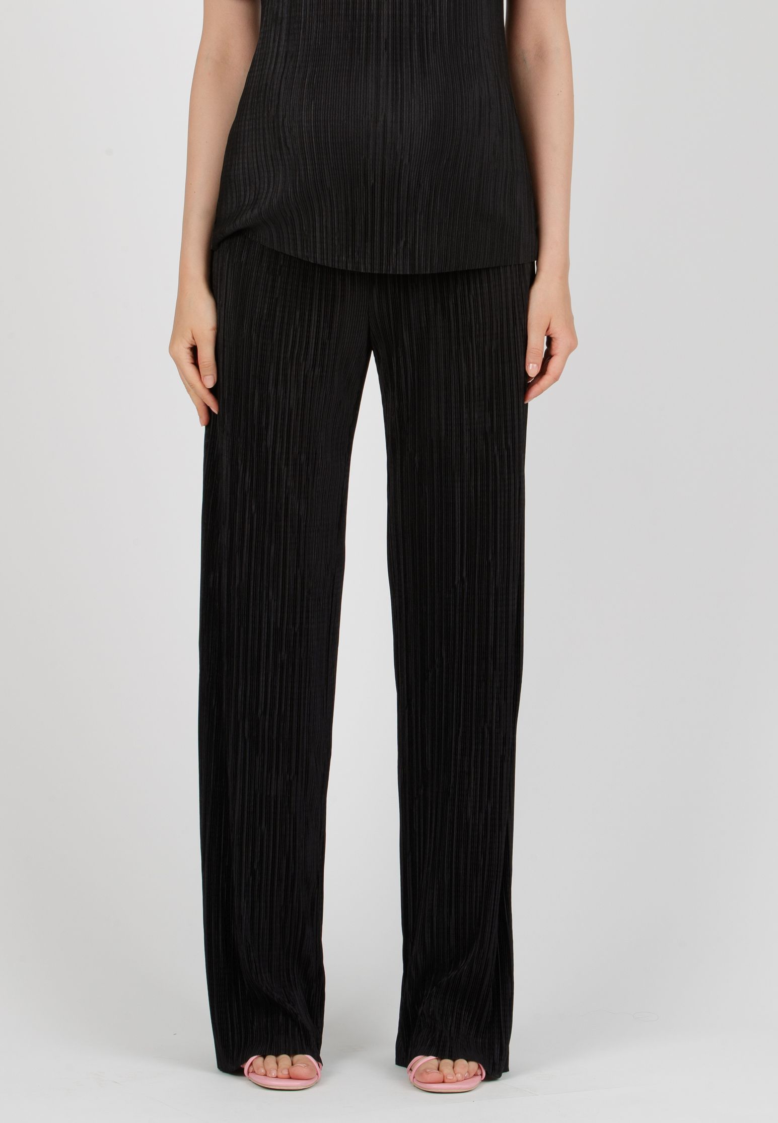 AURA P - Maternity Palazzo Trousers in Pleated Fabric (Black, XS)