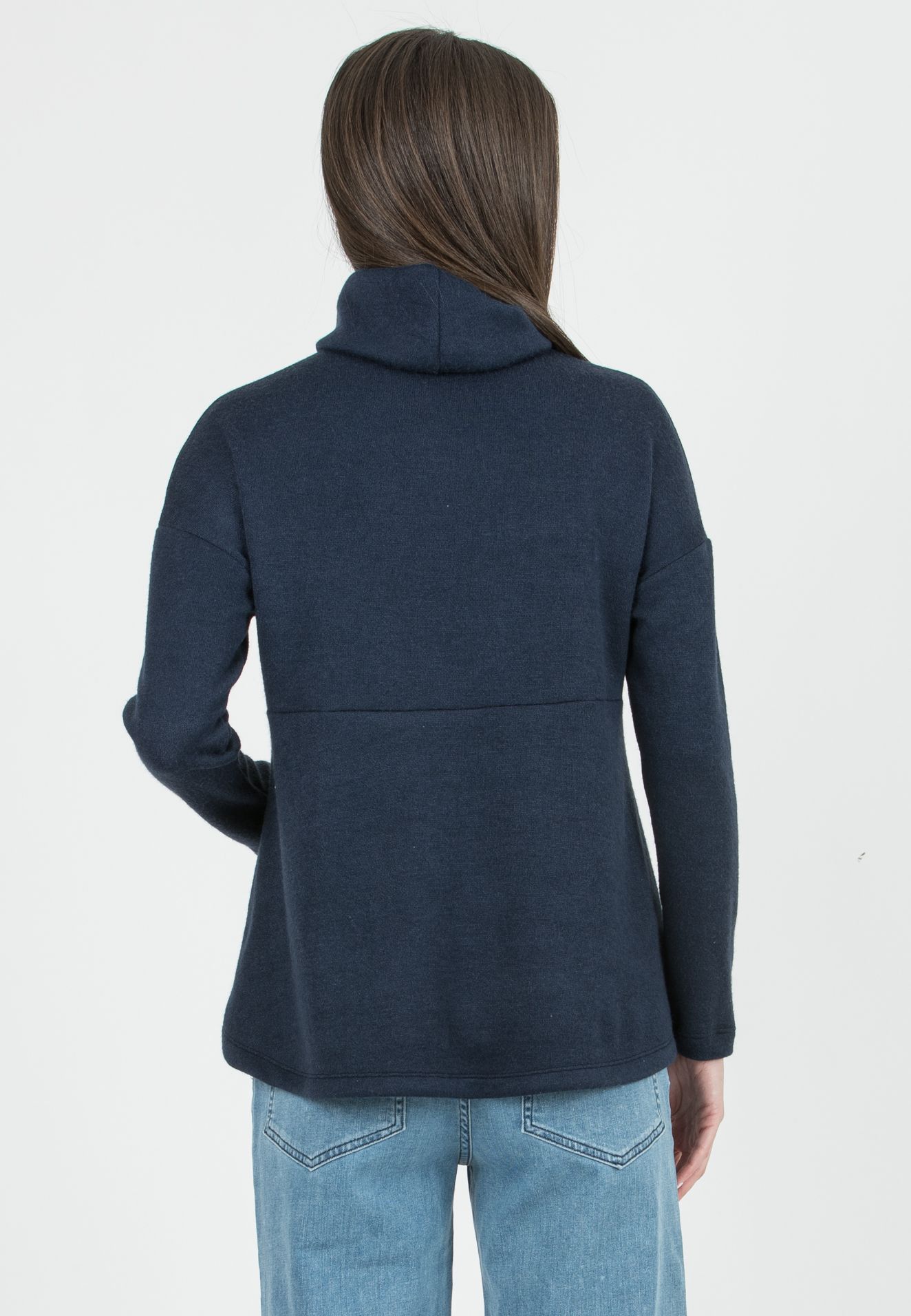 ASTRID - Maternity & Nursing Turtleneck Sweater with Shirt Insert (Blu)