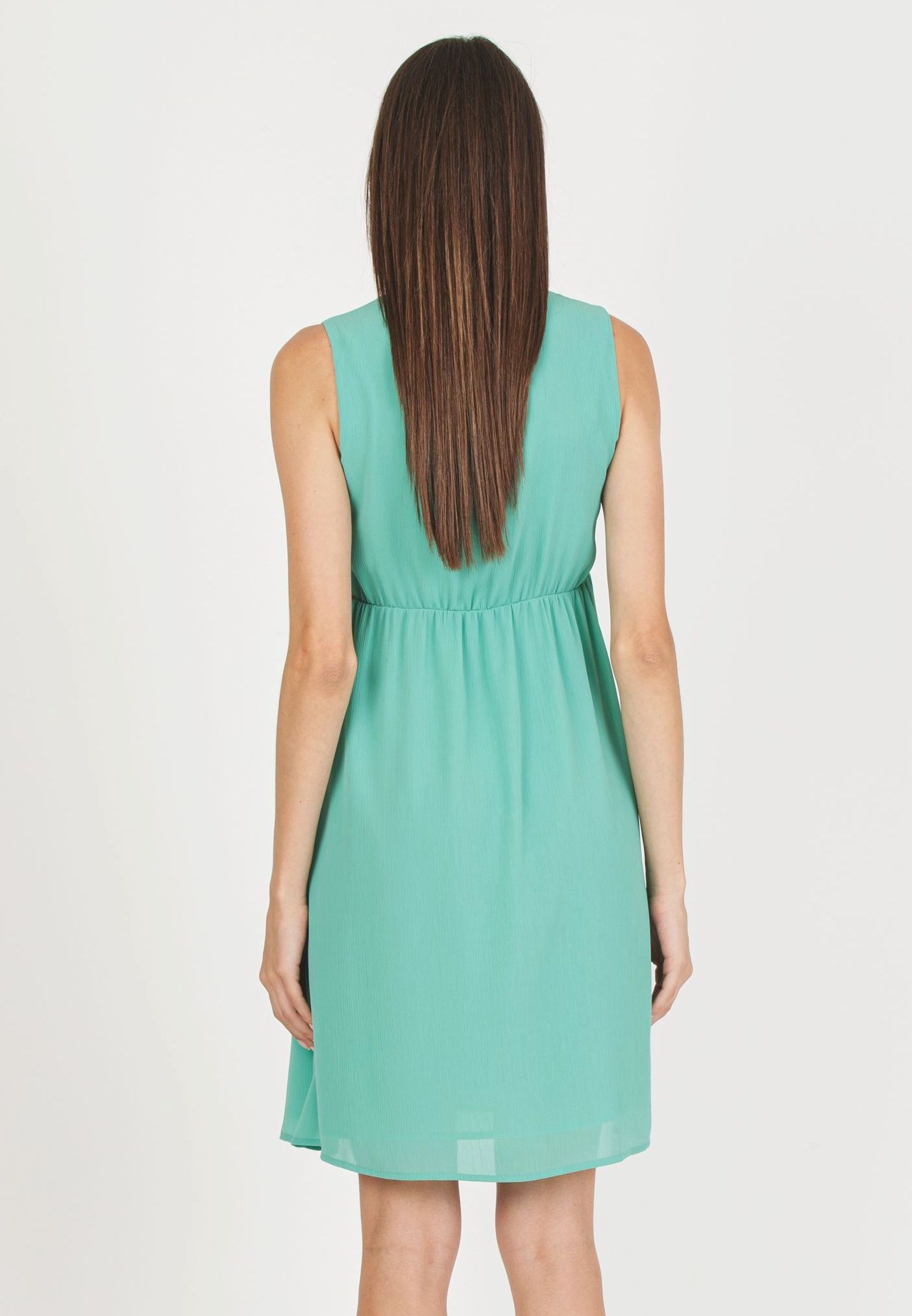 CLEO - Maternity Dress in Creponne with Knotted Sash (Aqua, XS)