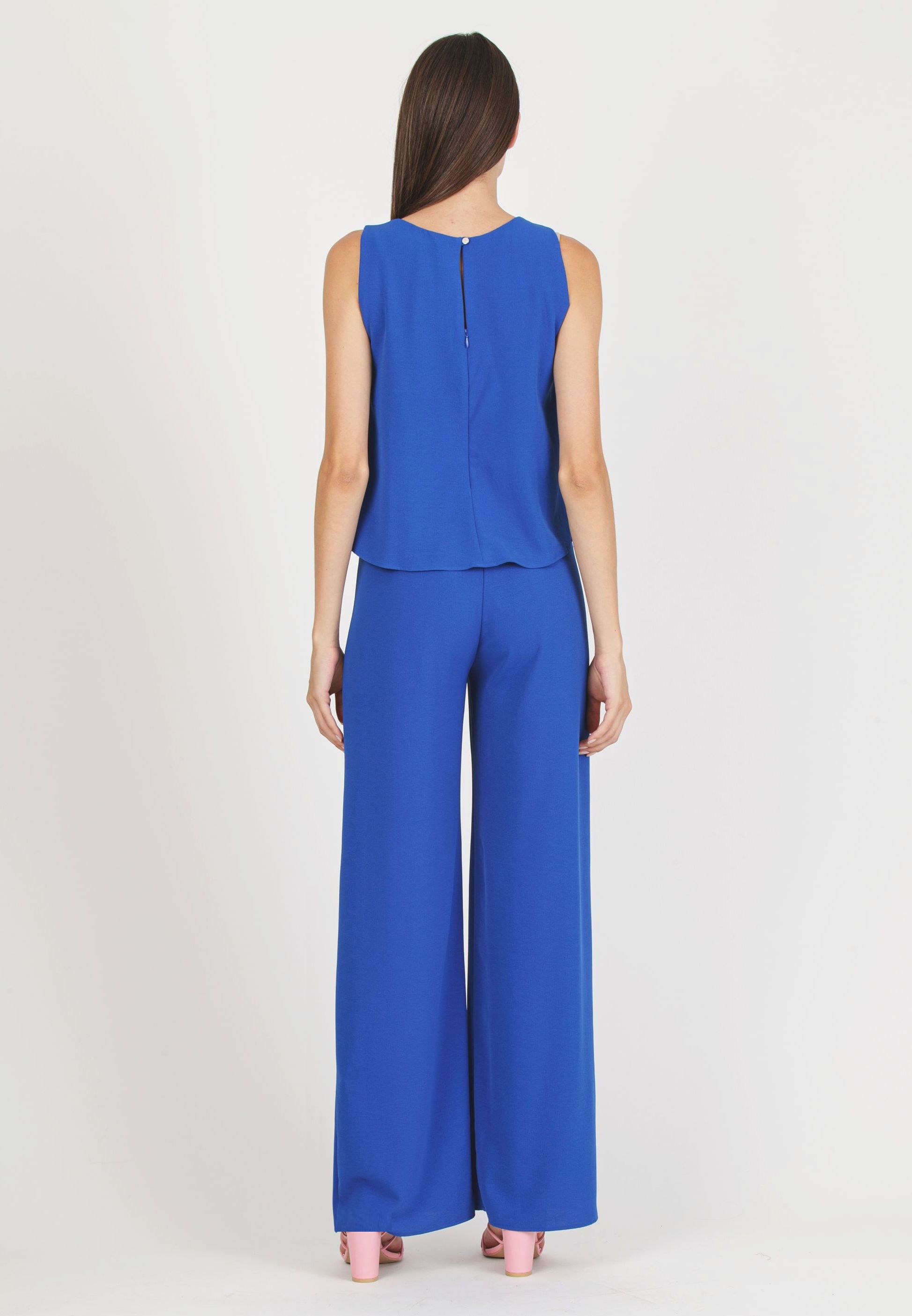 MARION - Tuta Premaman & Allattamento in Crêpe con Corpino Svasato (Blu Cina)