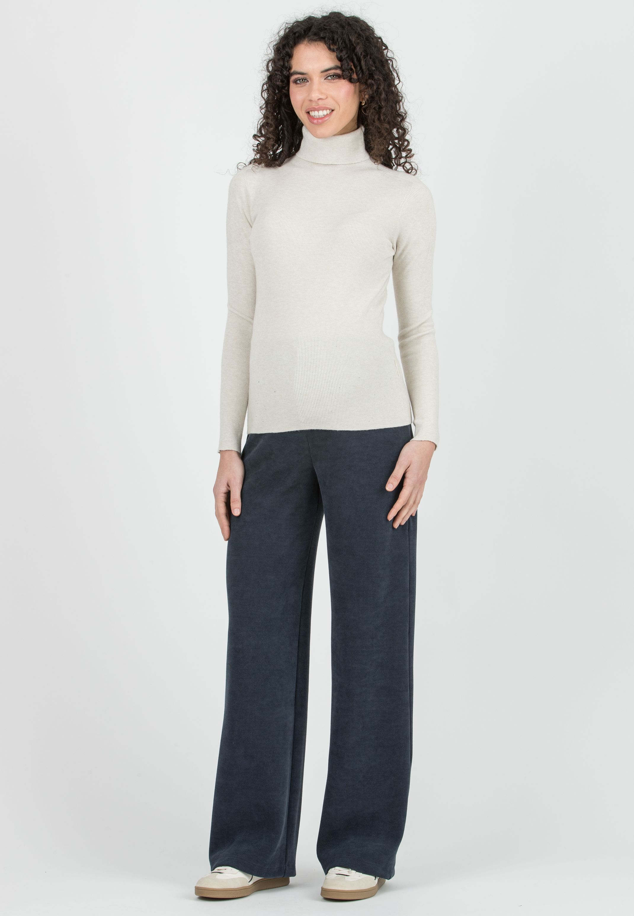 KIMBERLY V - Pantalone Premaman Palazzo in Velluto (Blu, XS)