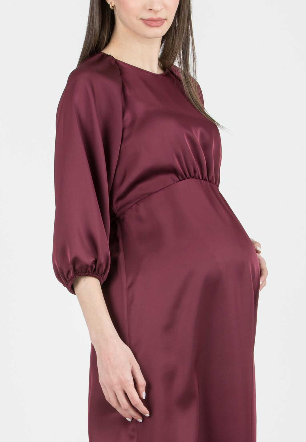 LESLIE - Abito Premaman Midi con Maniche Raglan (Bordeaux)