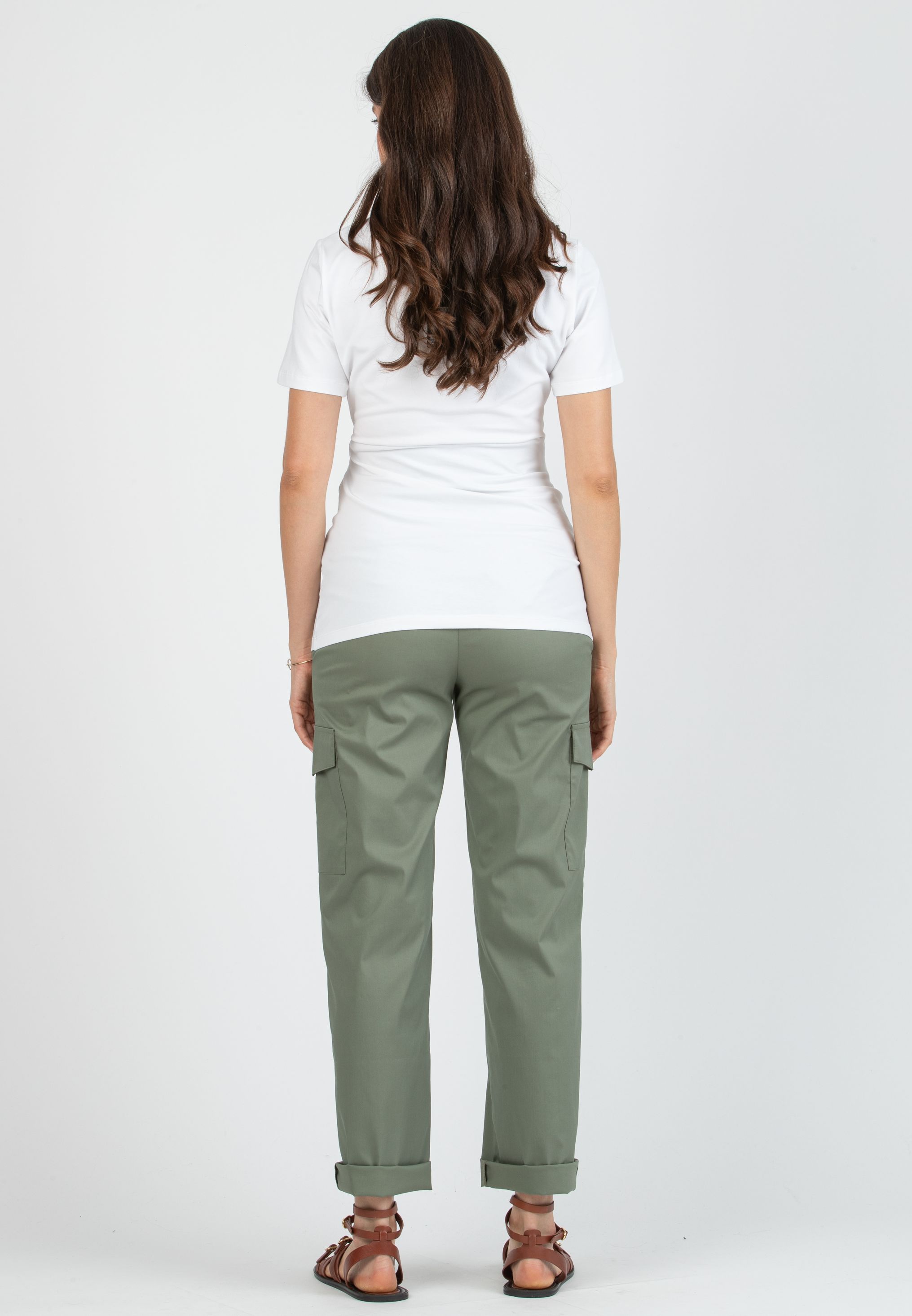 KAREN M - Maternity Cotton Jersey T-Shirt with Side Knot (Bianco  Ottico)